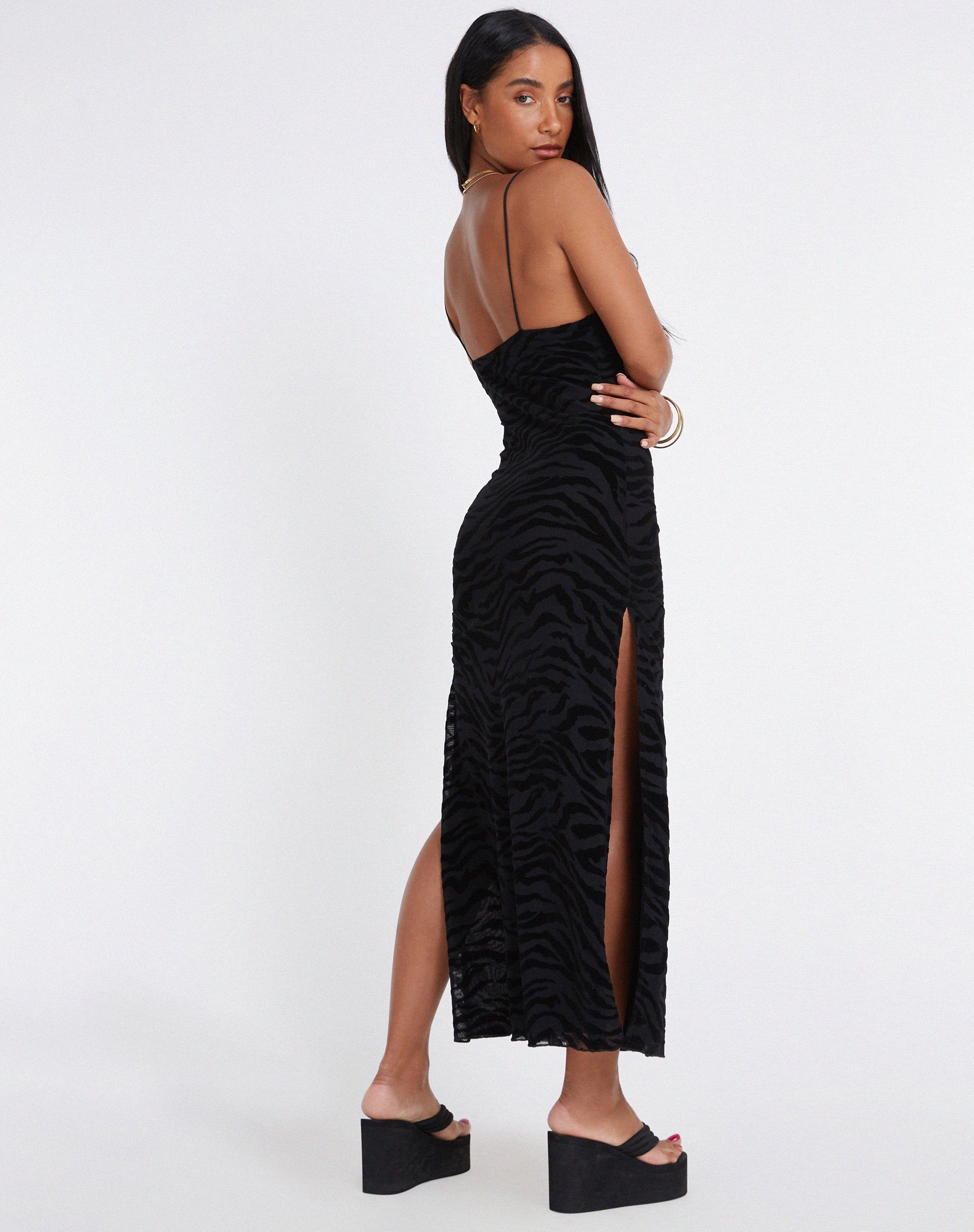 immagine di Rayuma Maxi Dress in Zebra Flock Nero