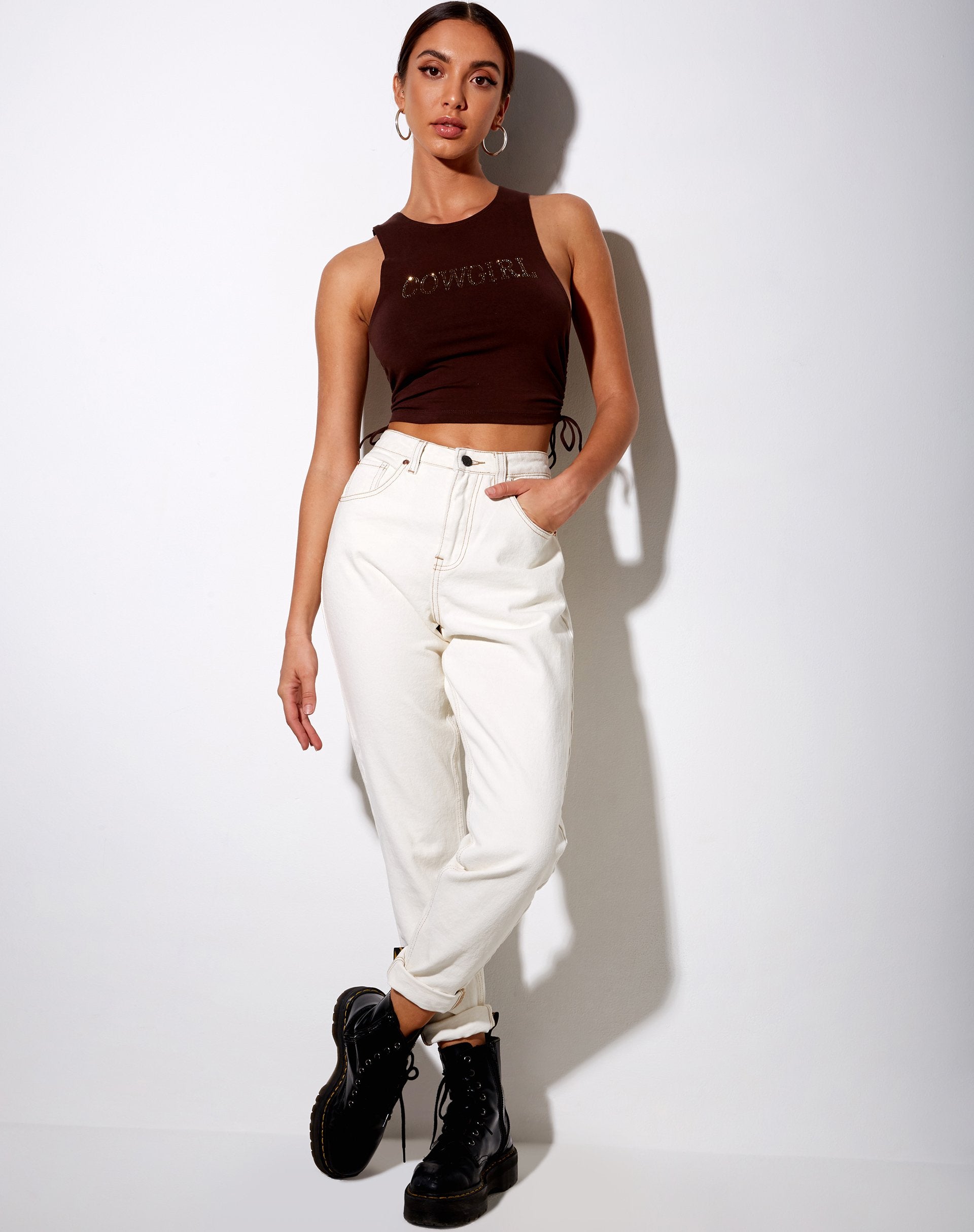 Immagine di Raze Gilet Top in Brown Cowgirl Hotfix