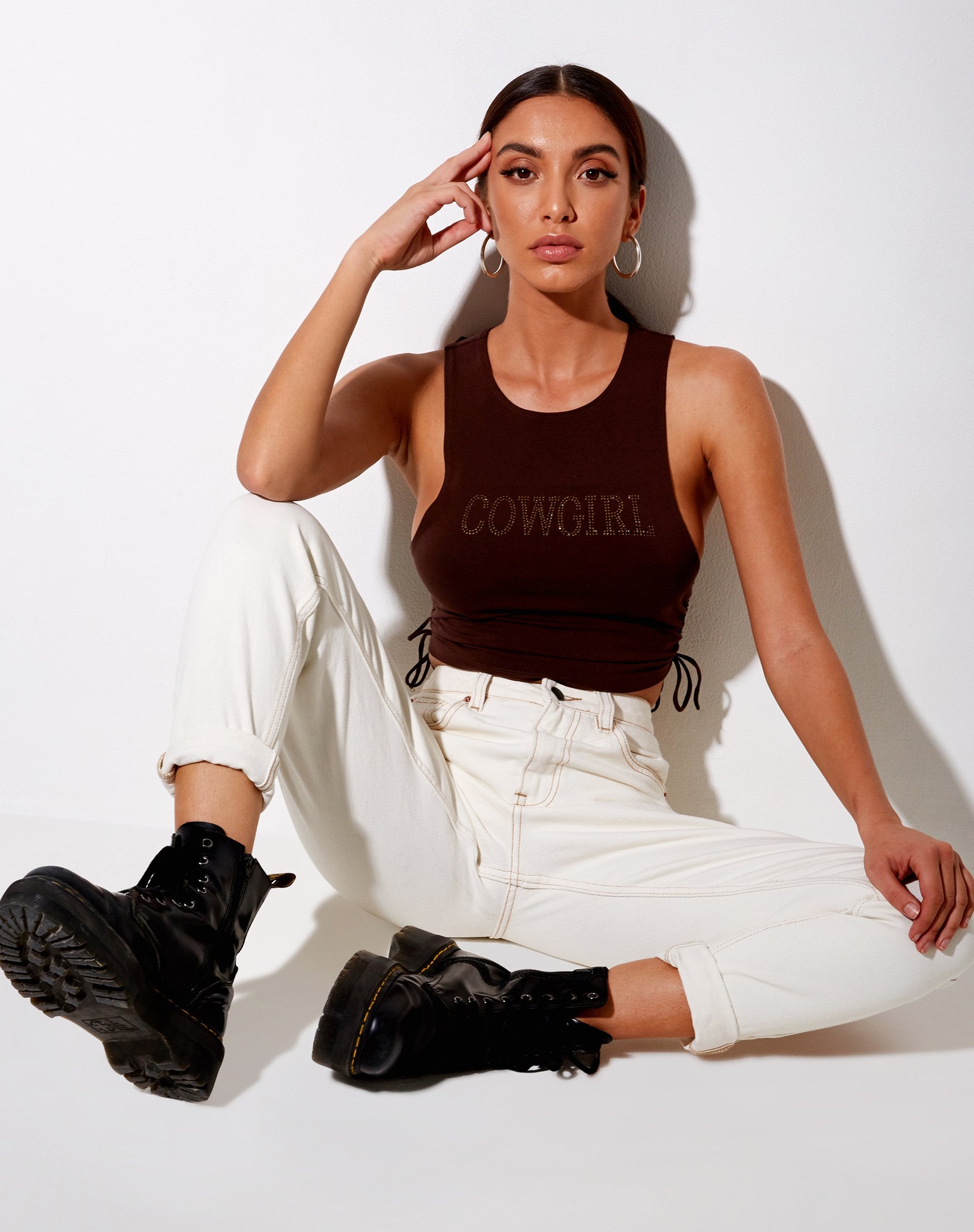 Immagine di Raze Gilet Top in Brown Cowgirl Hotfix
