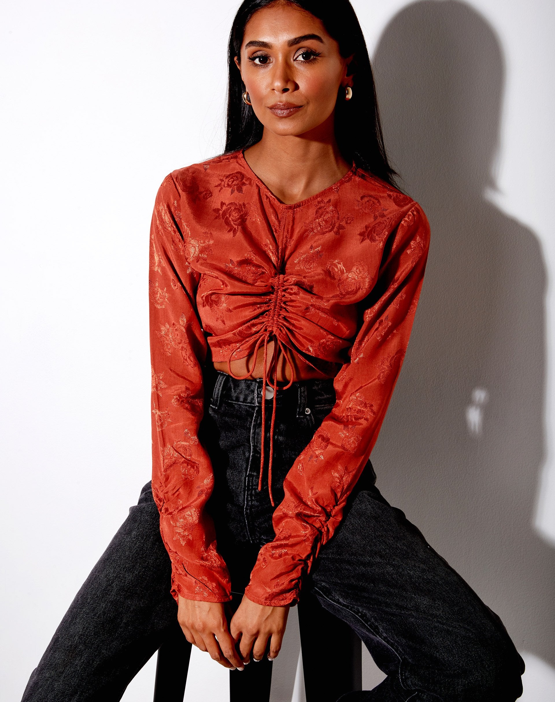 Immagine di Rean Crop Top in raso rosa rame