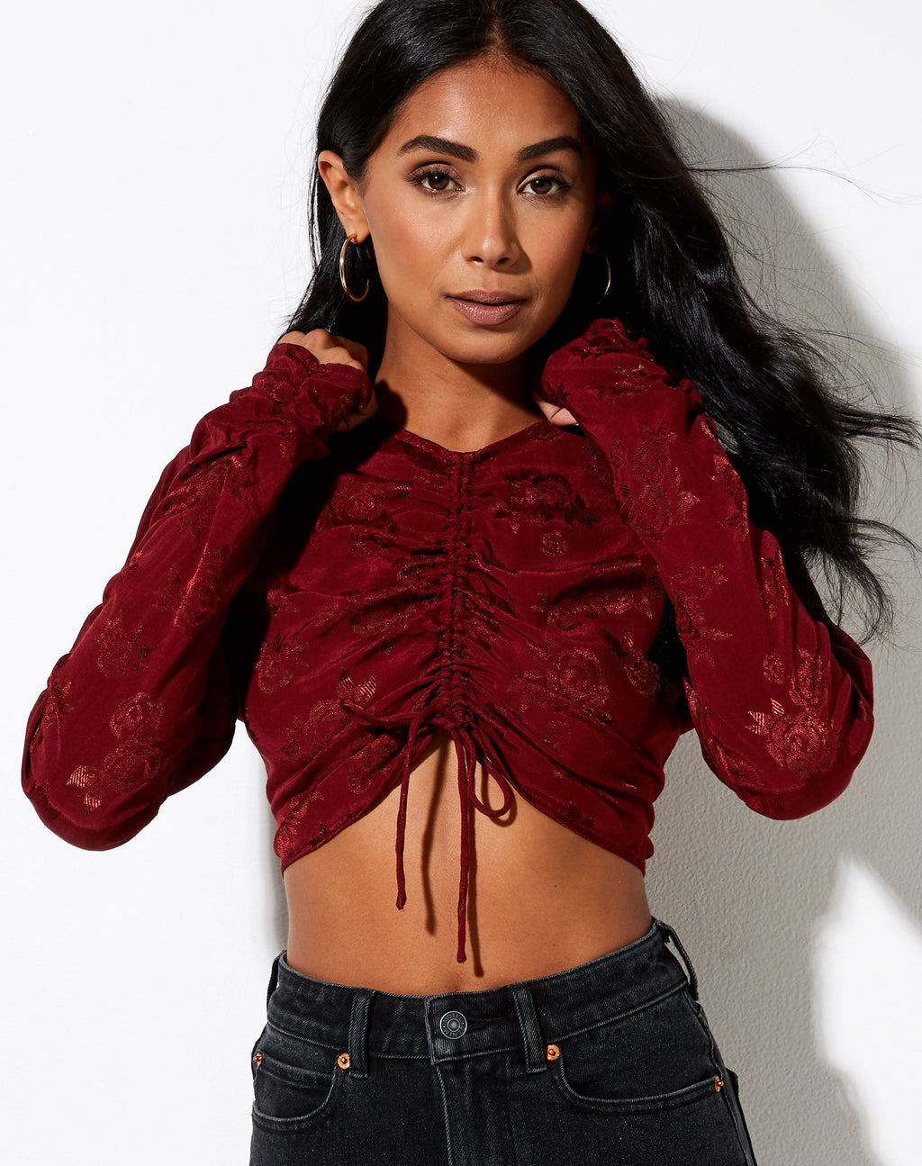Crop Top Rean in raso rosa gelso