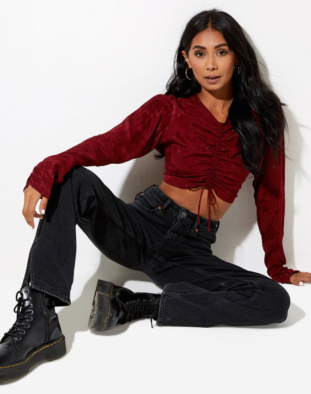 Crop Top Rean in raso rosa gelso