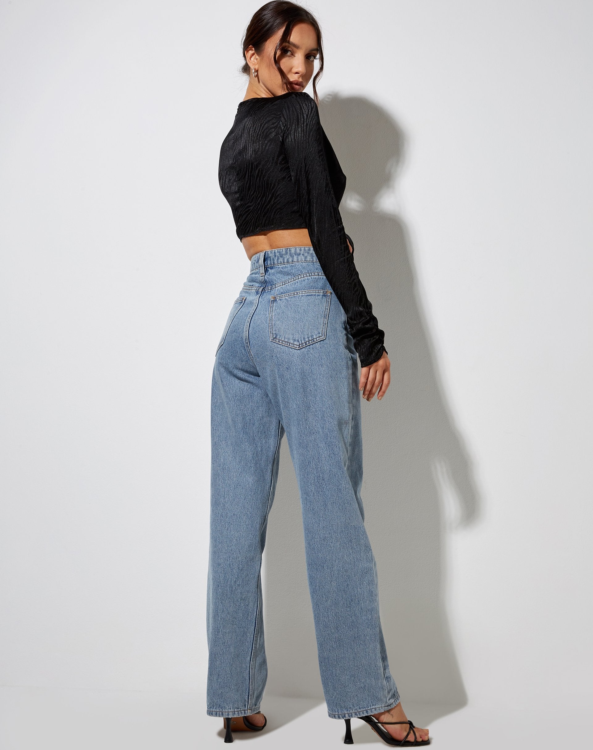 Immagine di Rean Crop Top in raso Zebra Nero
