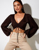 Immagine di Reilo Crop Top in satin zebrato Bitter Chocolate