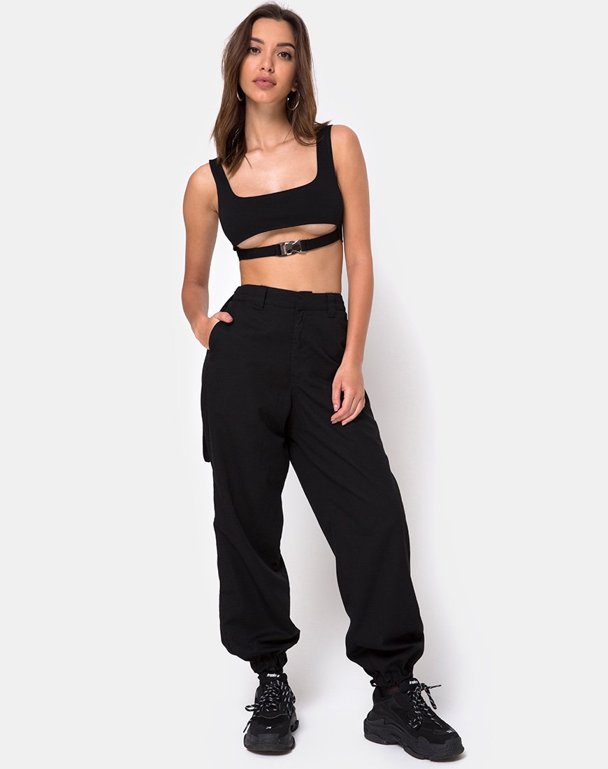 Immagine di Reka Crop Top nero con fibbia d'argento