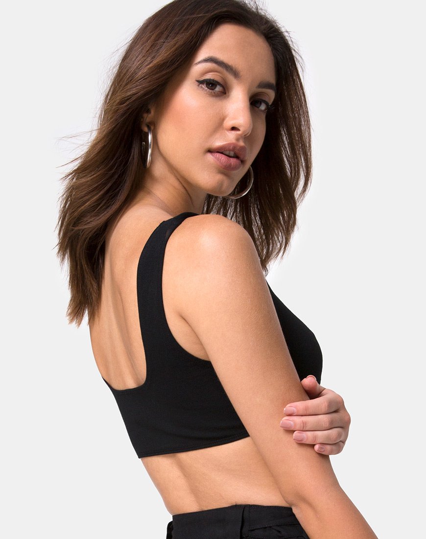 Immagine di Reka Crop Top nero con fibbia d'argento