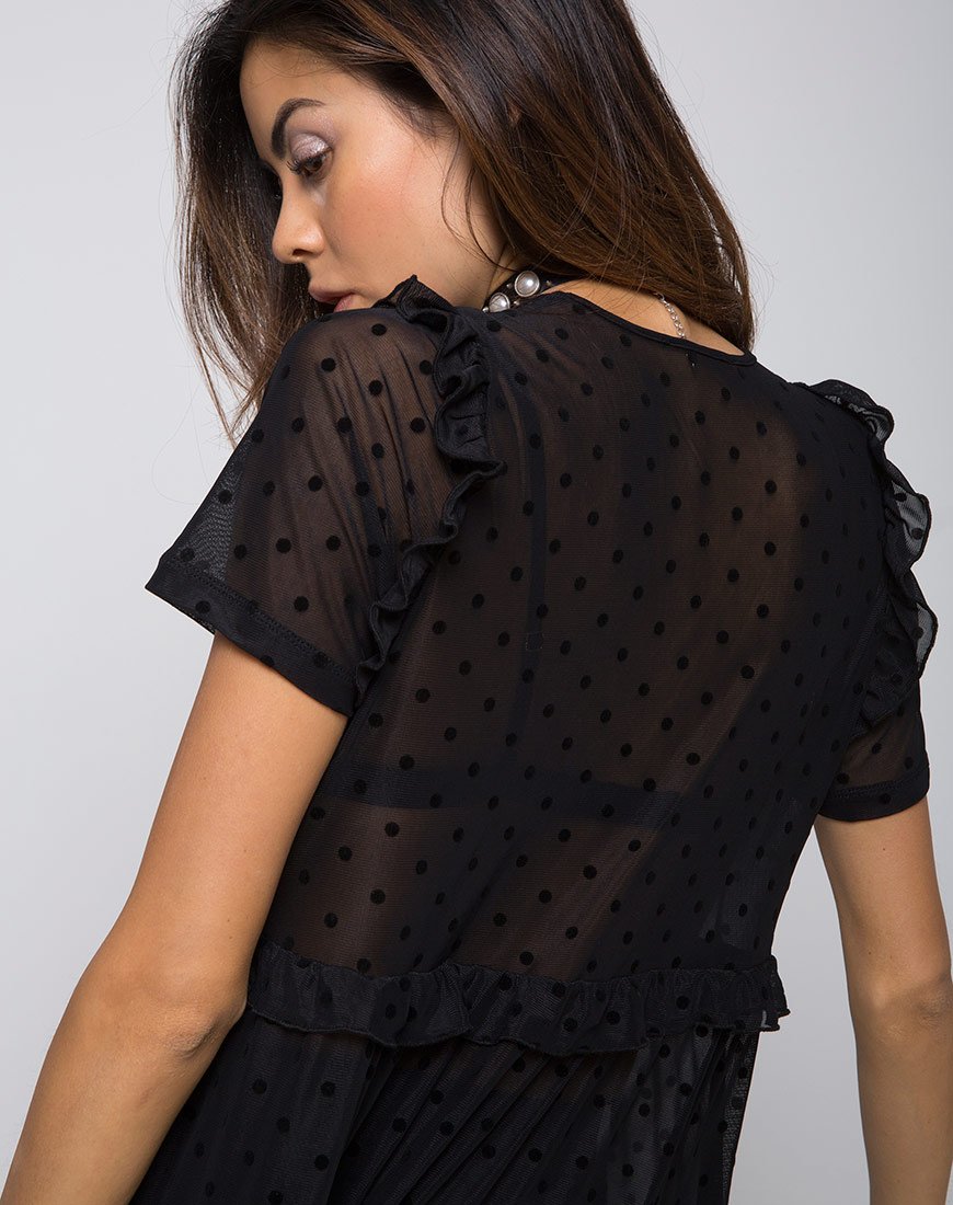 Immagine di Remy Midi Dress in rete a pois nero