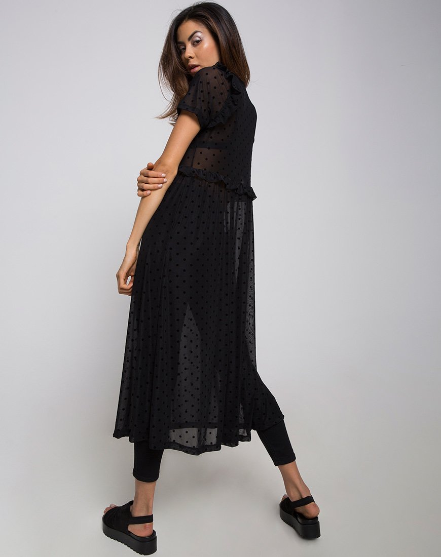 Immagine di Remy Midi Dress in rete a pois nero