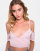 Immagine di Renta Crop Top con spalla fredda in raso Blush