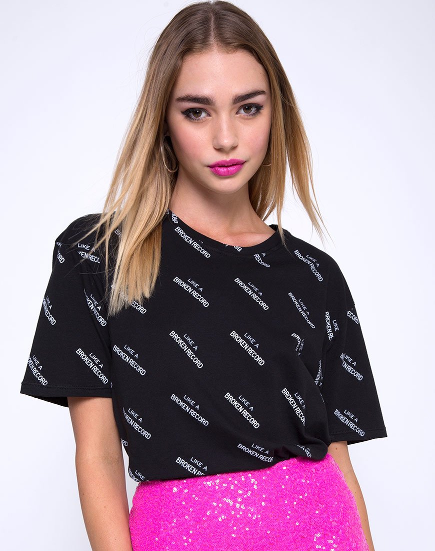 Maglietta basic oversize in Like a Broken Record