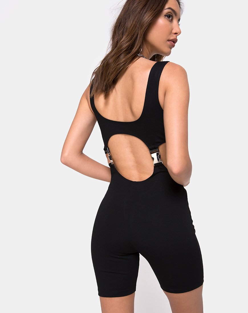 Immagine di Requi Unitard in nero con fibbie d'argento