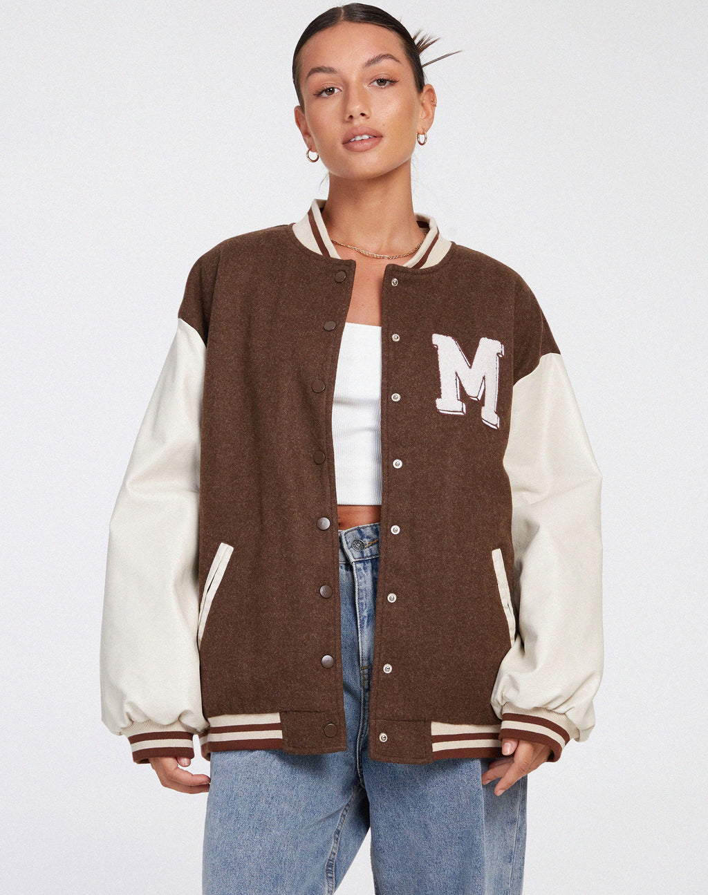 Giacca Bama Varsity in marrone beige