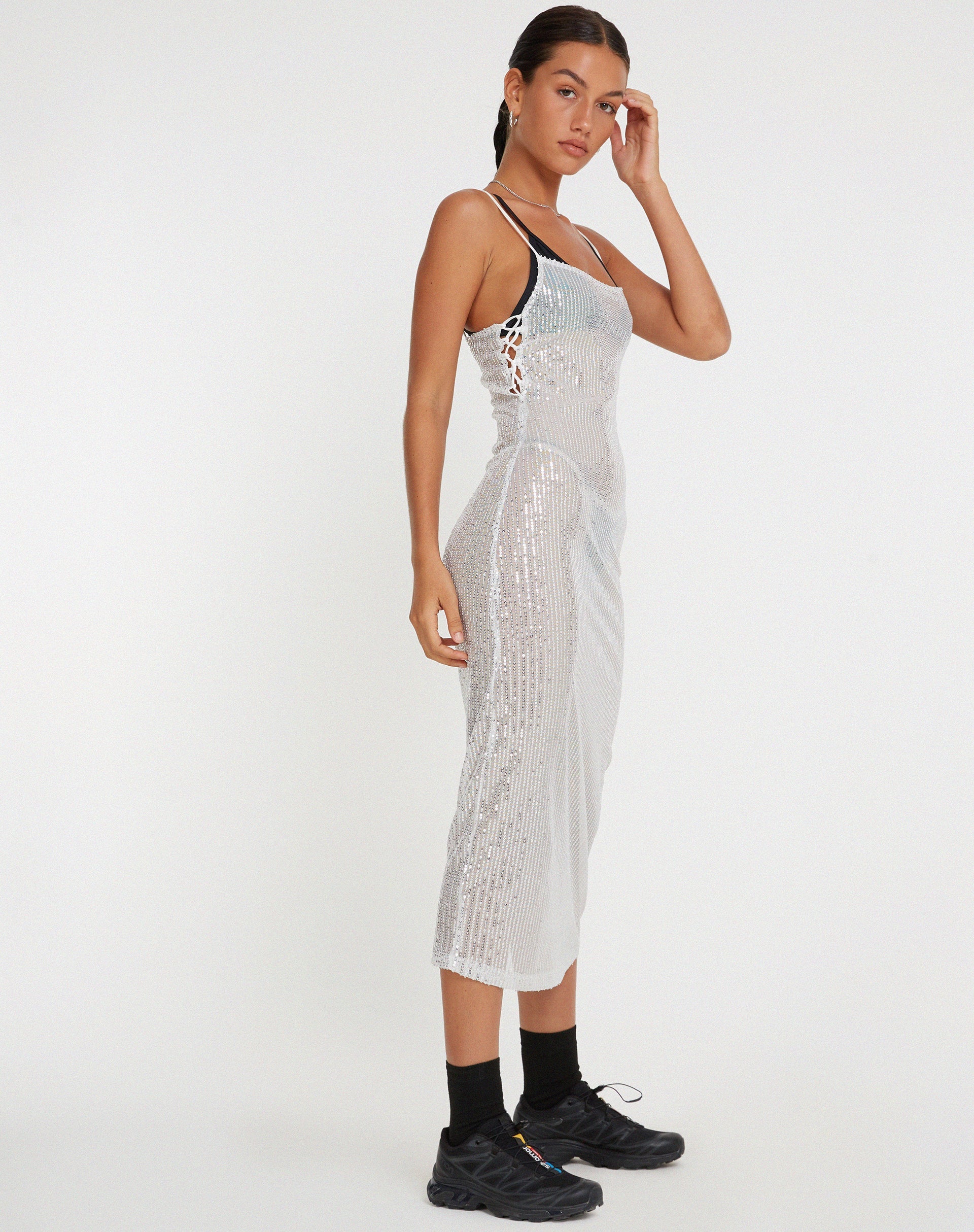 Abito Bidelia in argento con paillettes