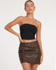 Immagine di Bora Mini Gonna in PU Patchwork Choco Brown