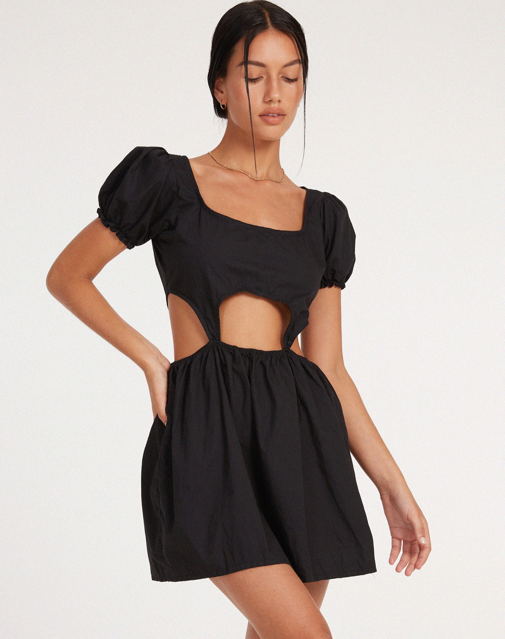 Mini abito Brynlie in popeline nero