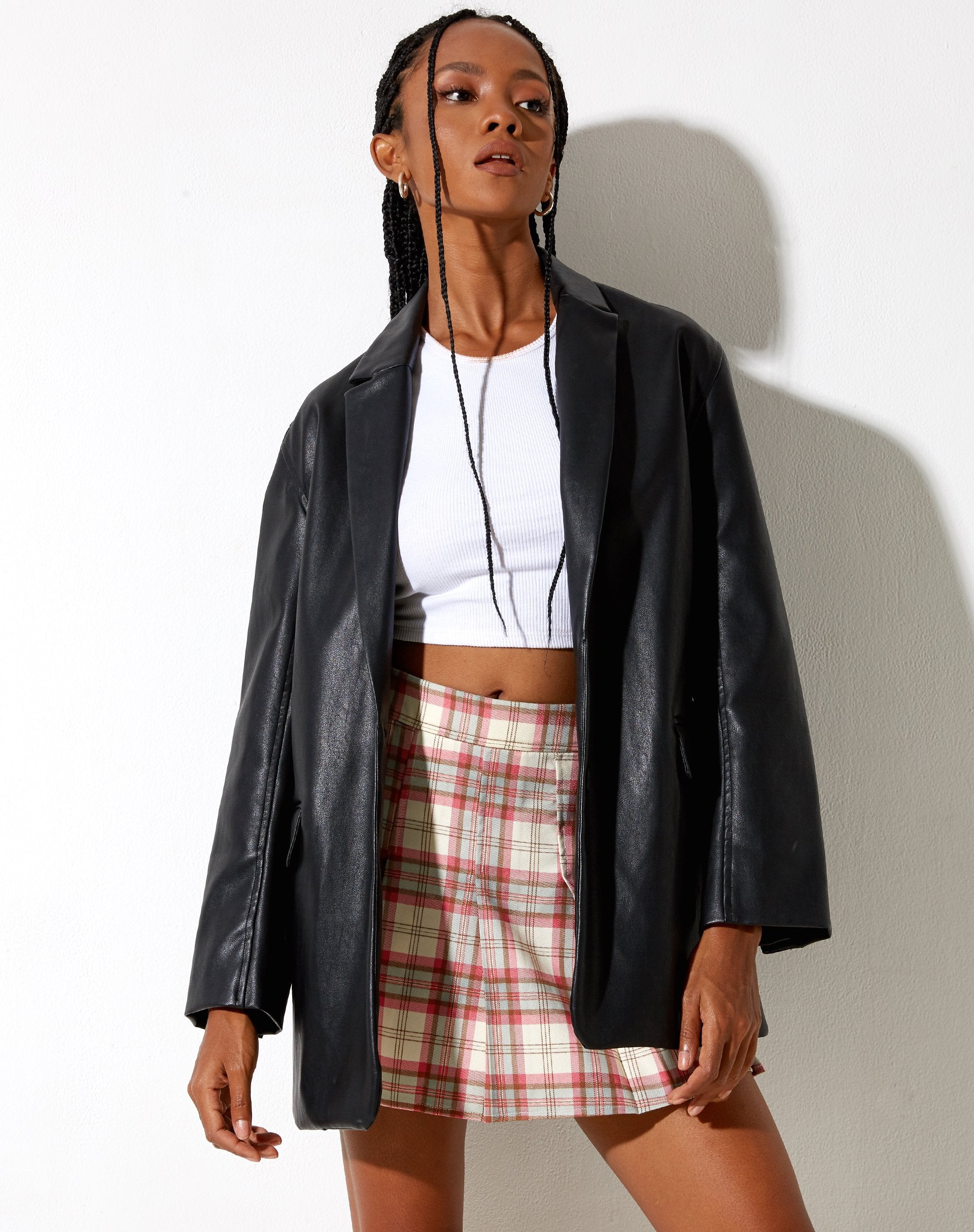 Immagine di Carga Mini Skirt in check ecrù e rosa
