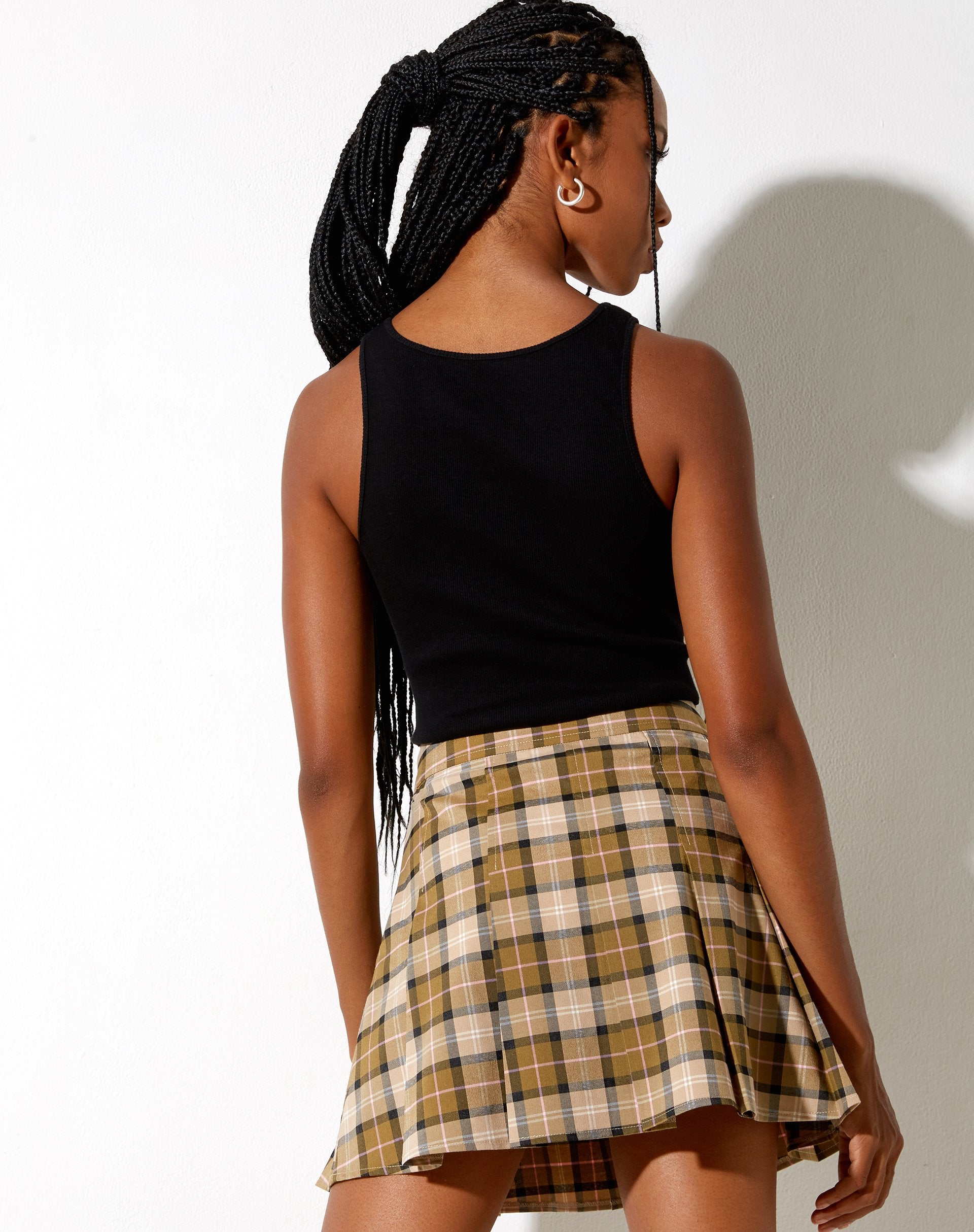 Immagine di Carga Mini Gonna in Check Brown Tan e Pink