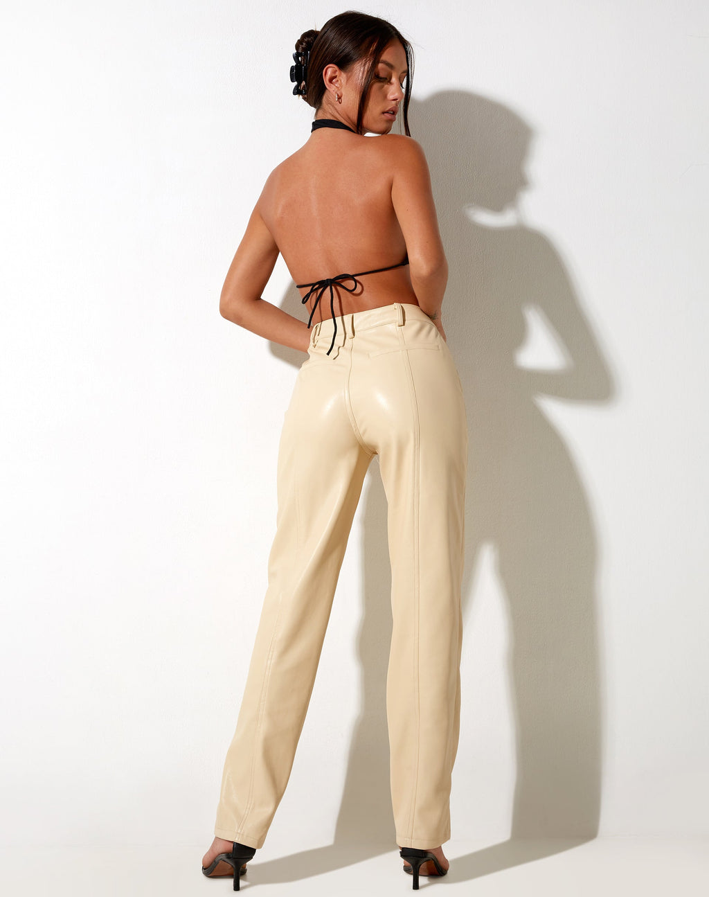 Pantaloni Centa in PU Burro