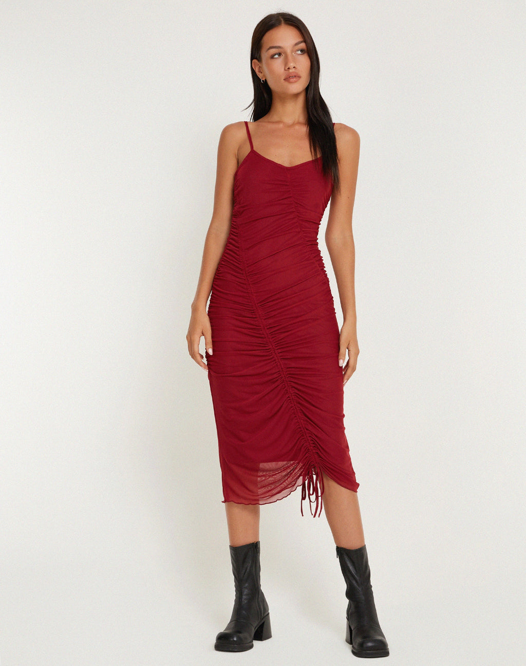 Dulcia - Vestito midi in borgogna