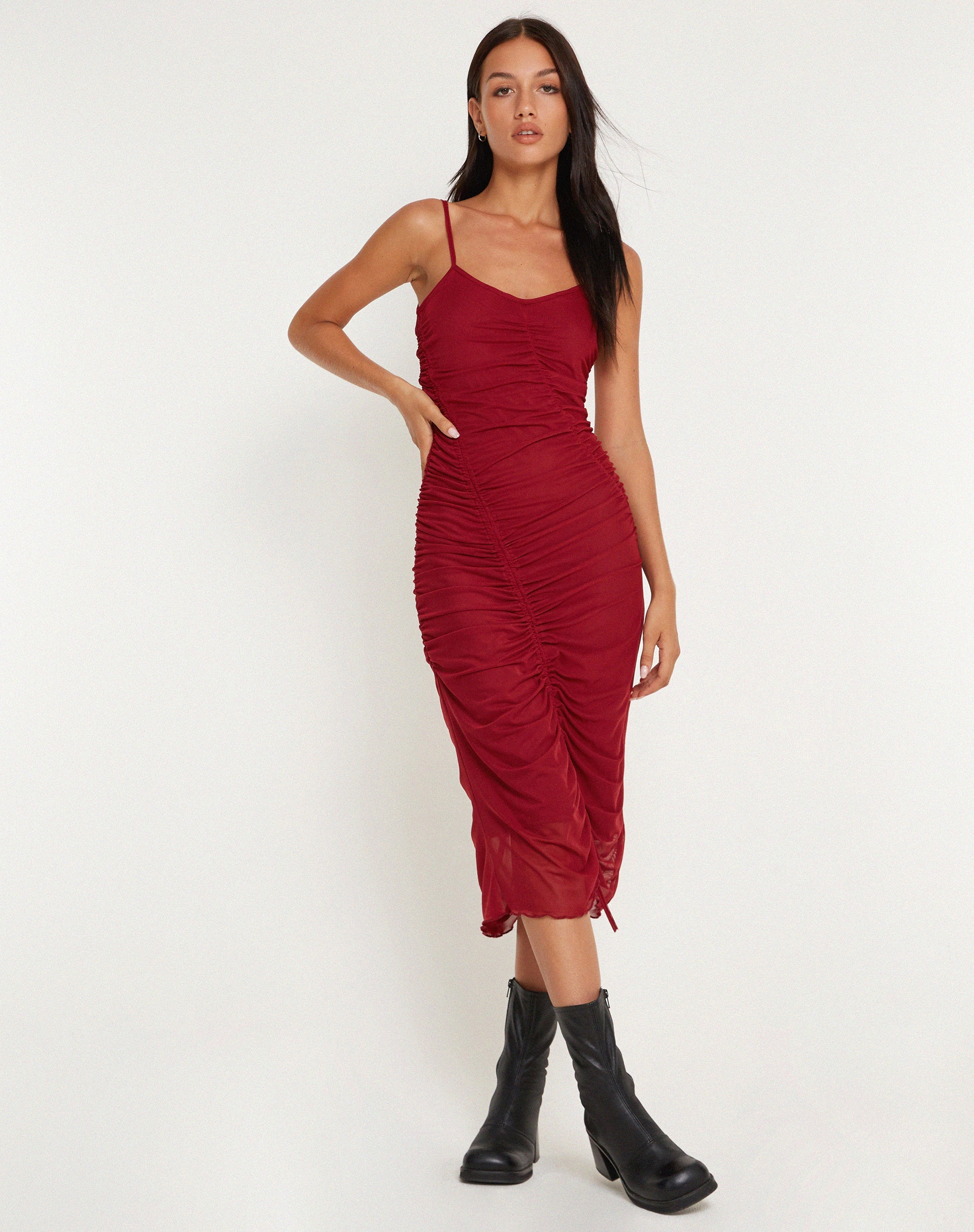 Immagine di Dulcia Midi Dress in Borgogna