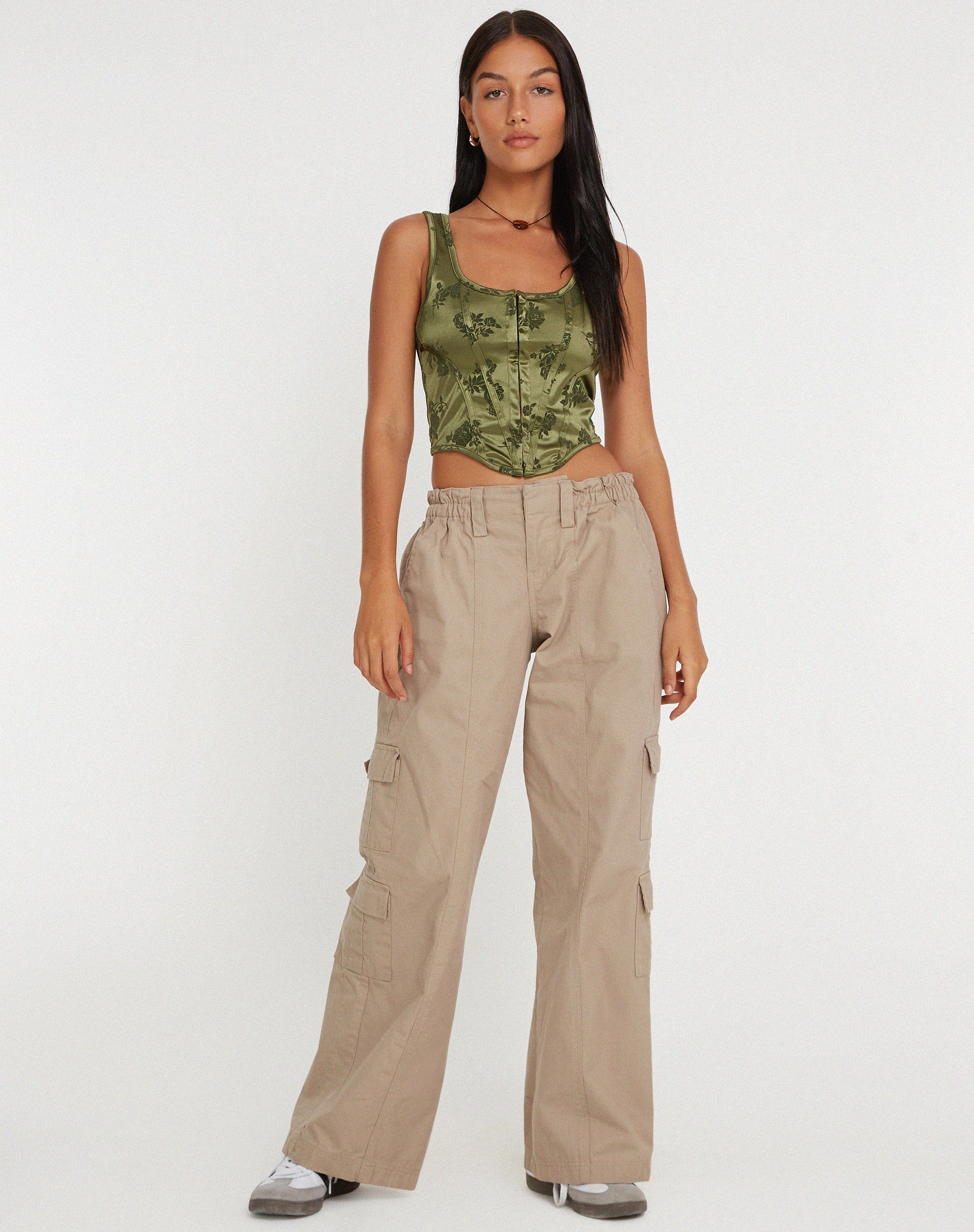 immagine di Elciva Corset Top in Rose Flock Loden Green