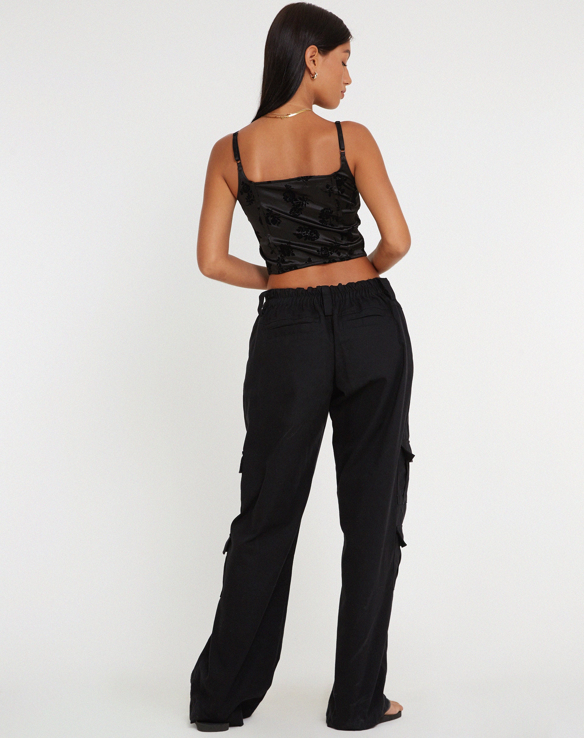 immagine di Ello Corset Top in Black Rose Flock