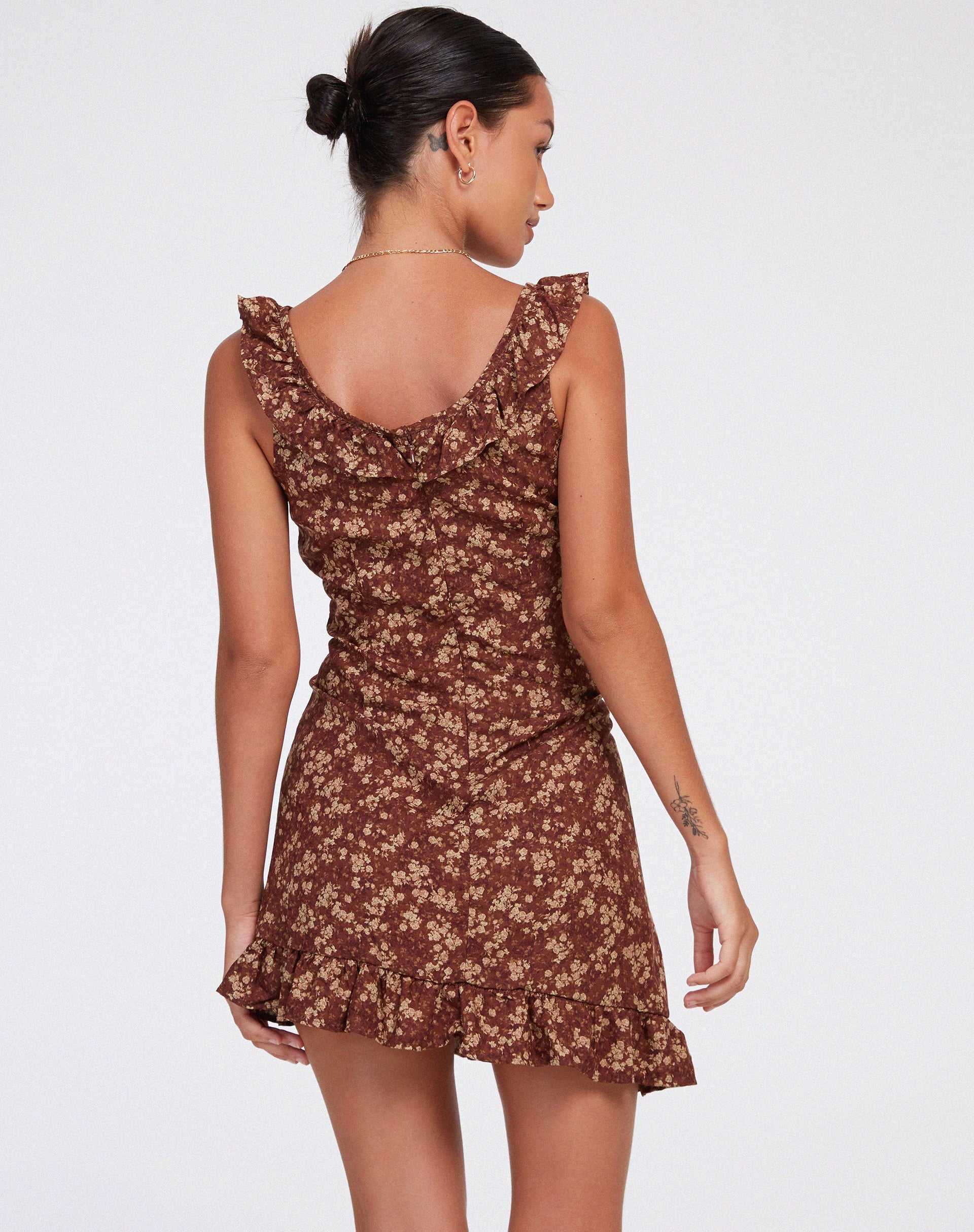 IMMAGINE DI Felirose Slip Dress in marrone floreale terrestre