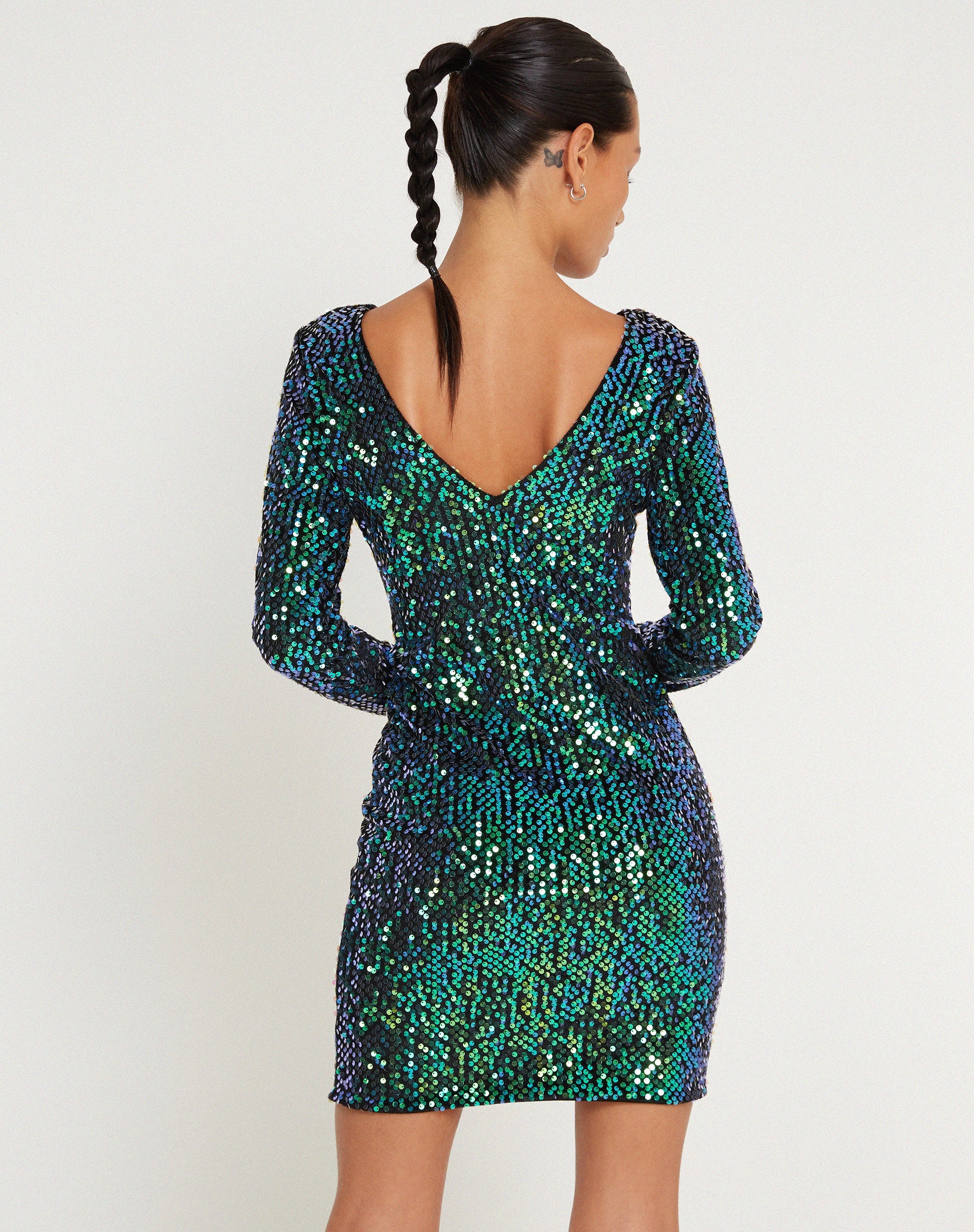 immagine di Gabby Mini Dress in paillettes verde cangiante