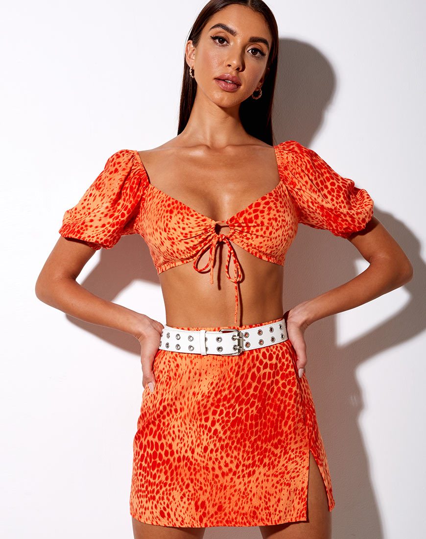 Immagine di Chelin Crop Top in Gradient Cheetah Tangerine