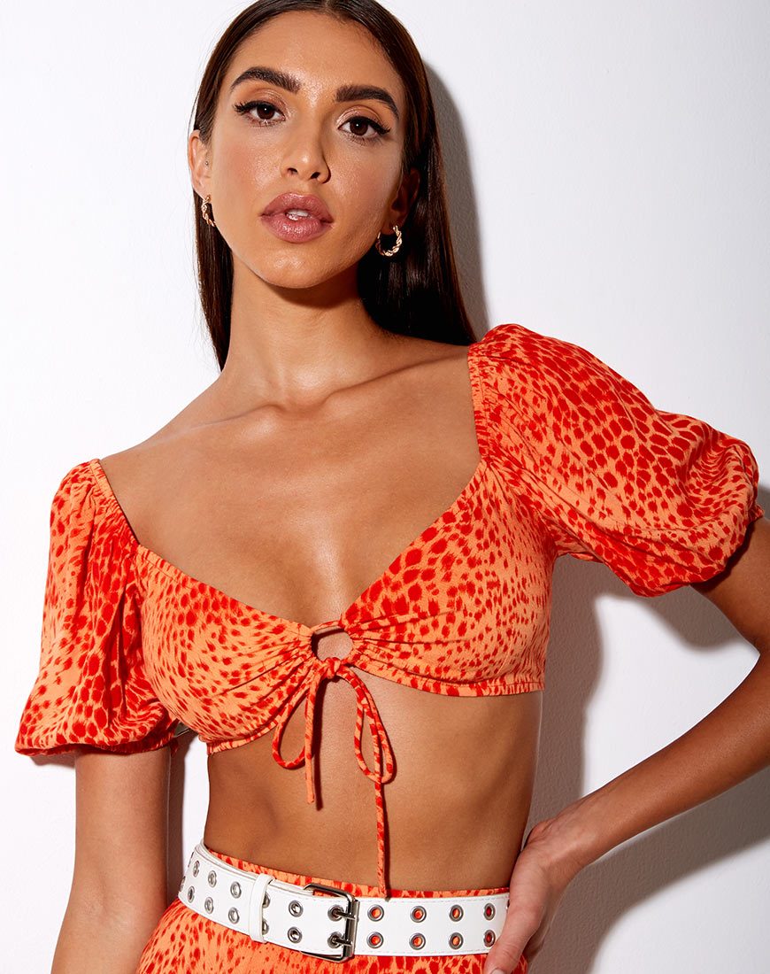 Immagine di Chelin Crop Top in Gradient Cheetah Tangerine