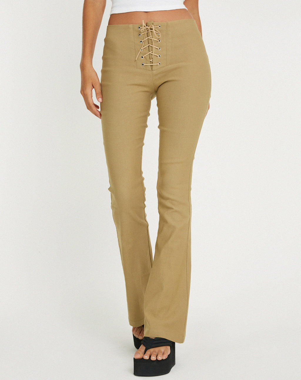 Pantaloni svasati Joyo in sabbia