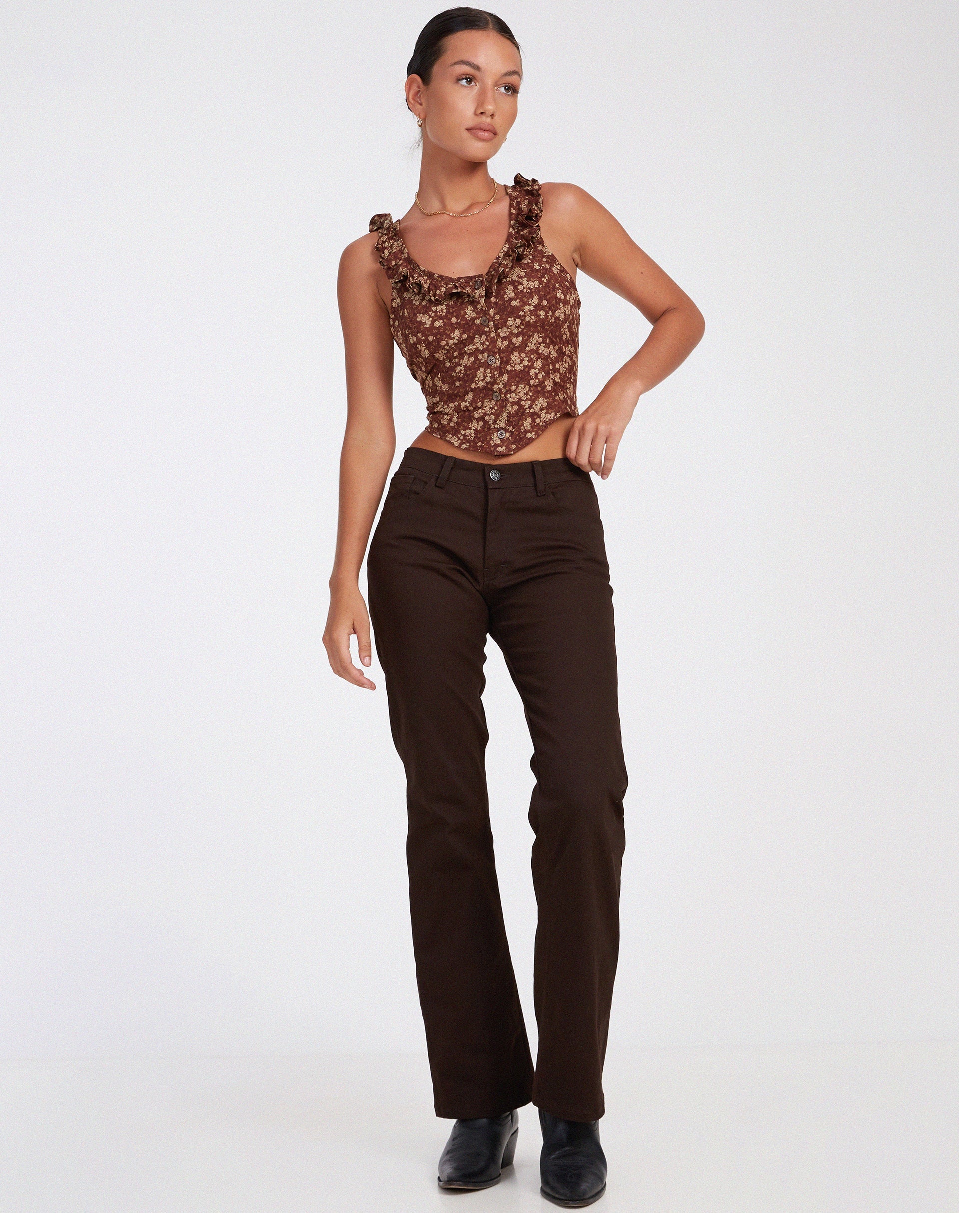 IMMAGINE DI Julka Cami Top in marrone floreale terra