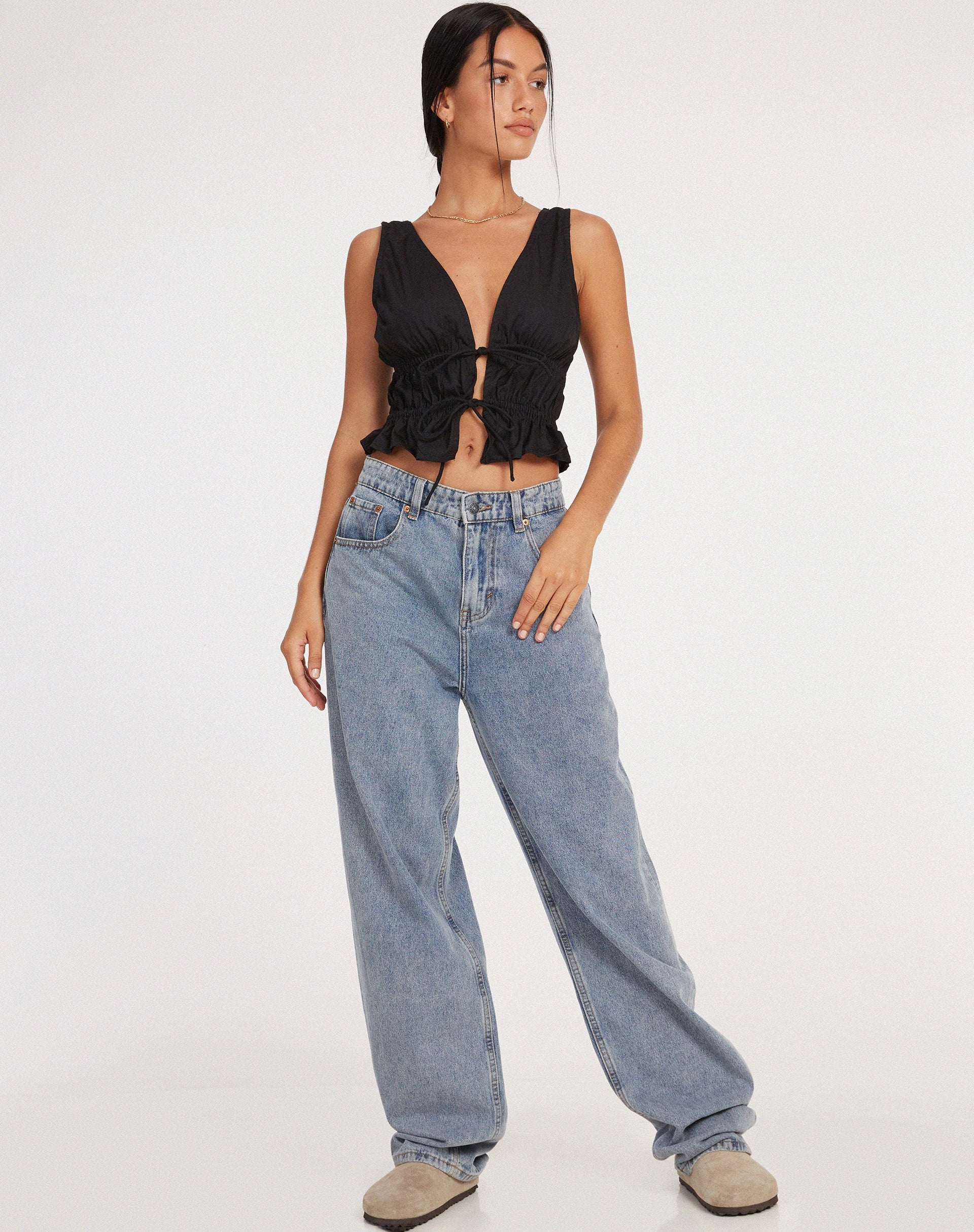 immagine di Kayson Crop Top in Popeline Nero