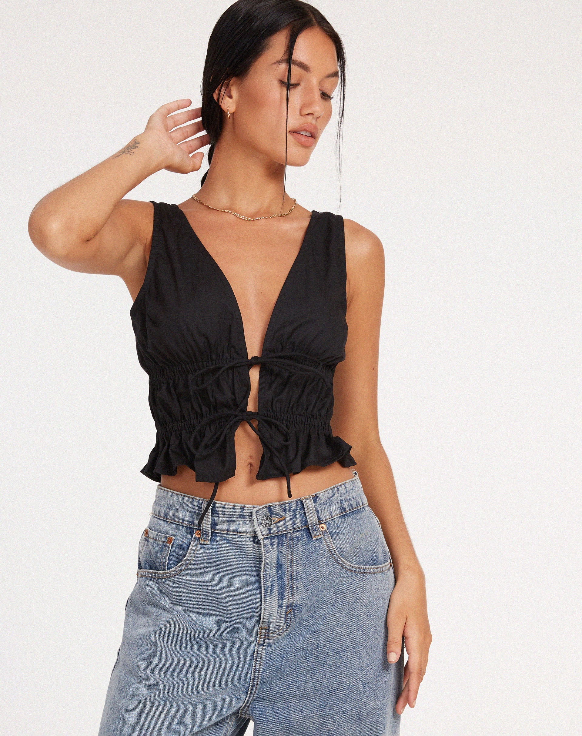 immagine di Kayson Crop Top in Popeline Nero