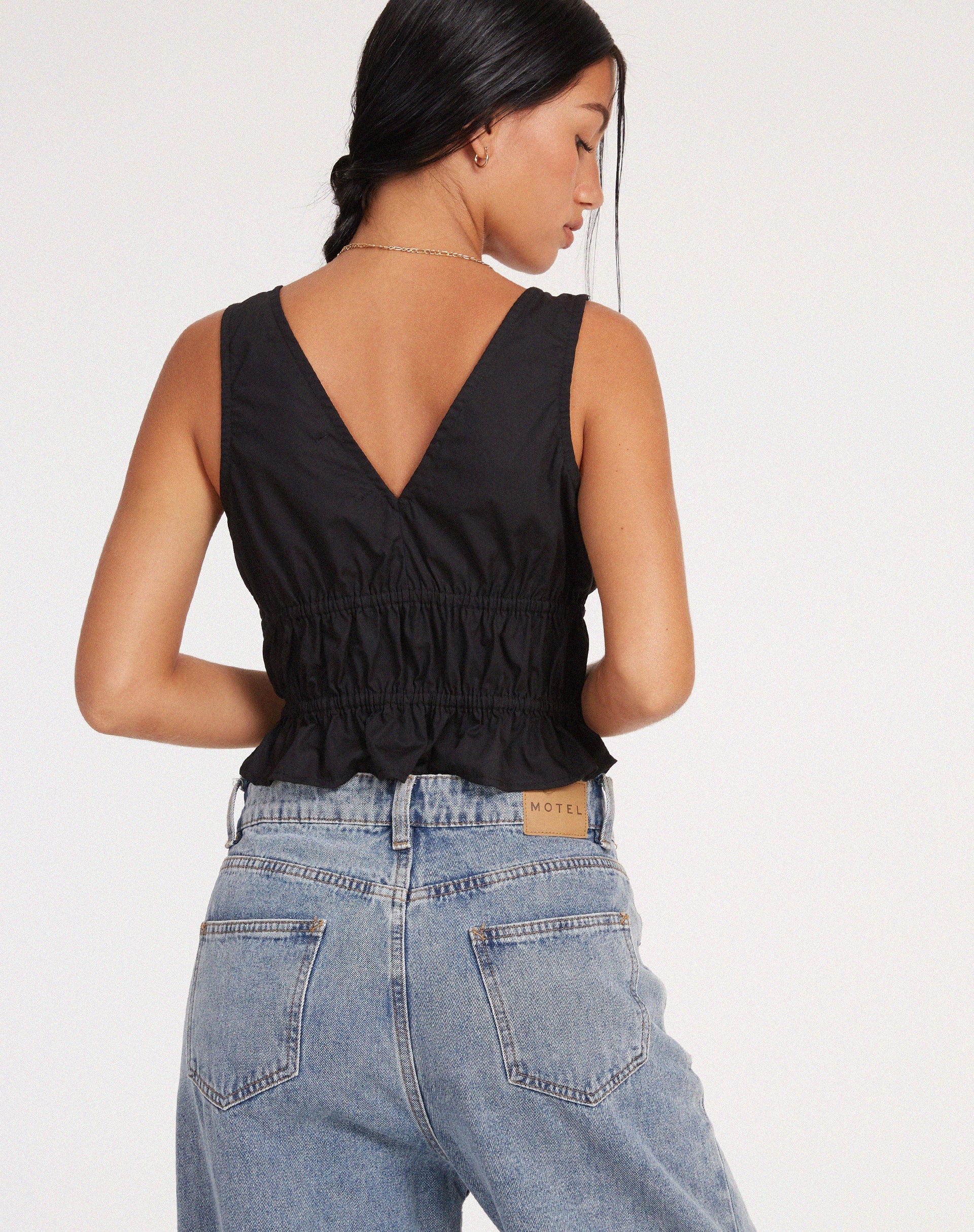 immagine di Kayson Crop Top in Popeline Nero