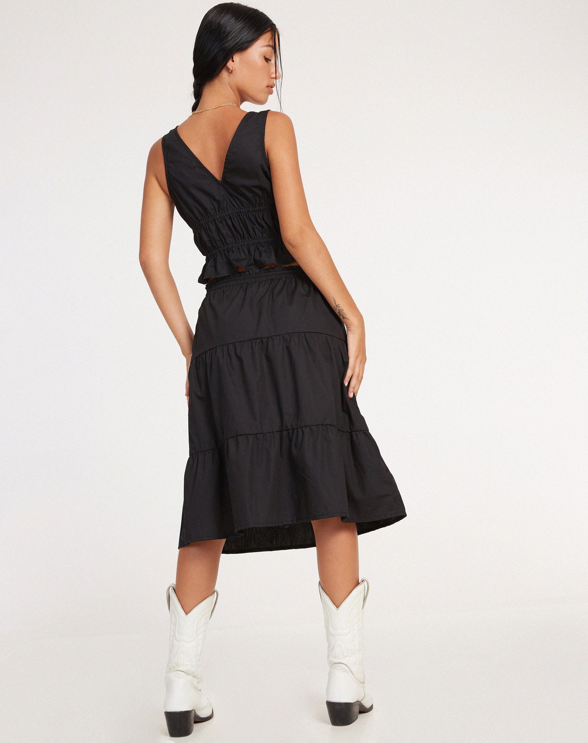 immagine di Reef Midi Skirt in Popeline Nero