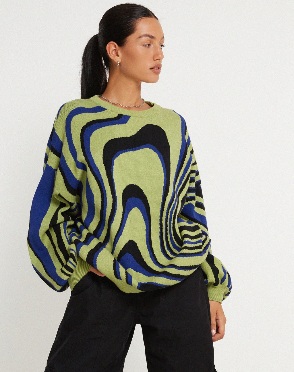 Maglione oversize Mably in Mega Ripple Green