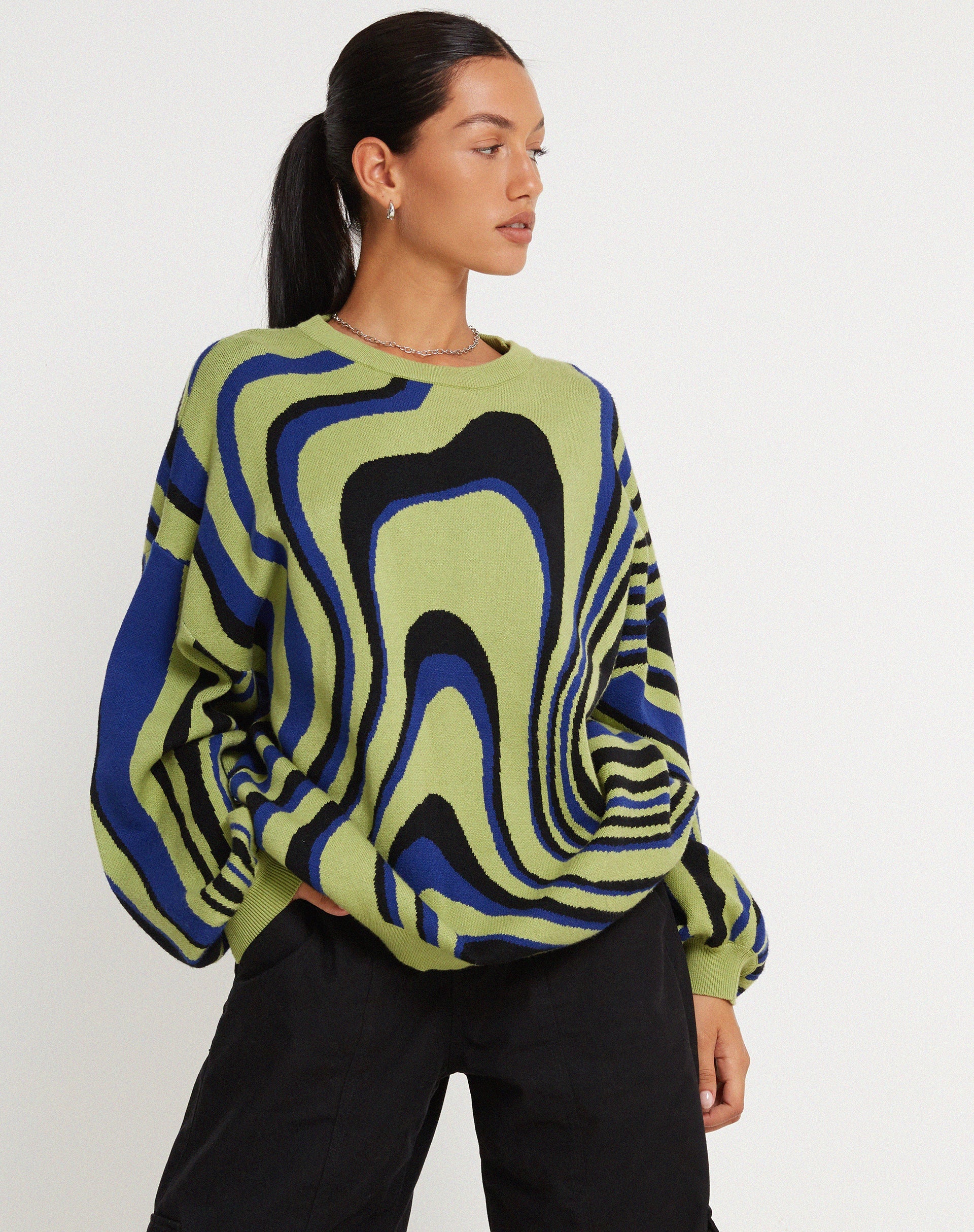 Immagine di Mably: maglione oversize in Mega Ripple Green