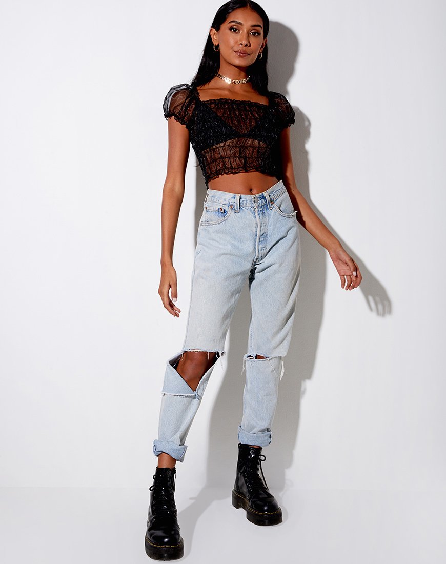 Immagine di Marilla Crop Top in Organza Nera