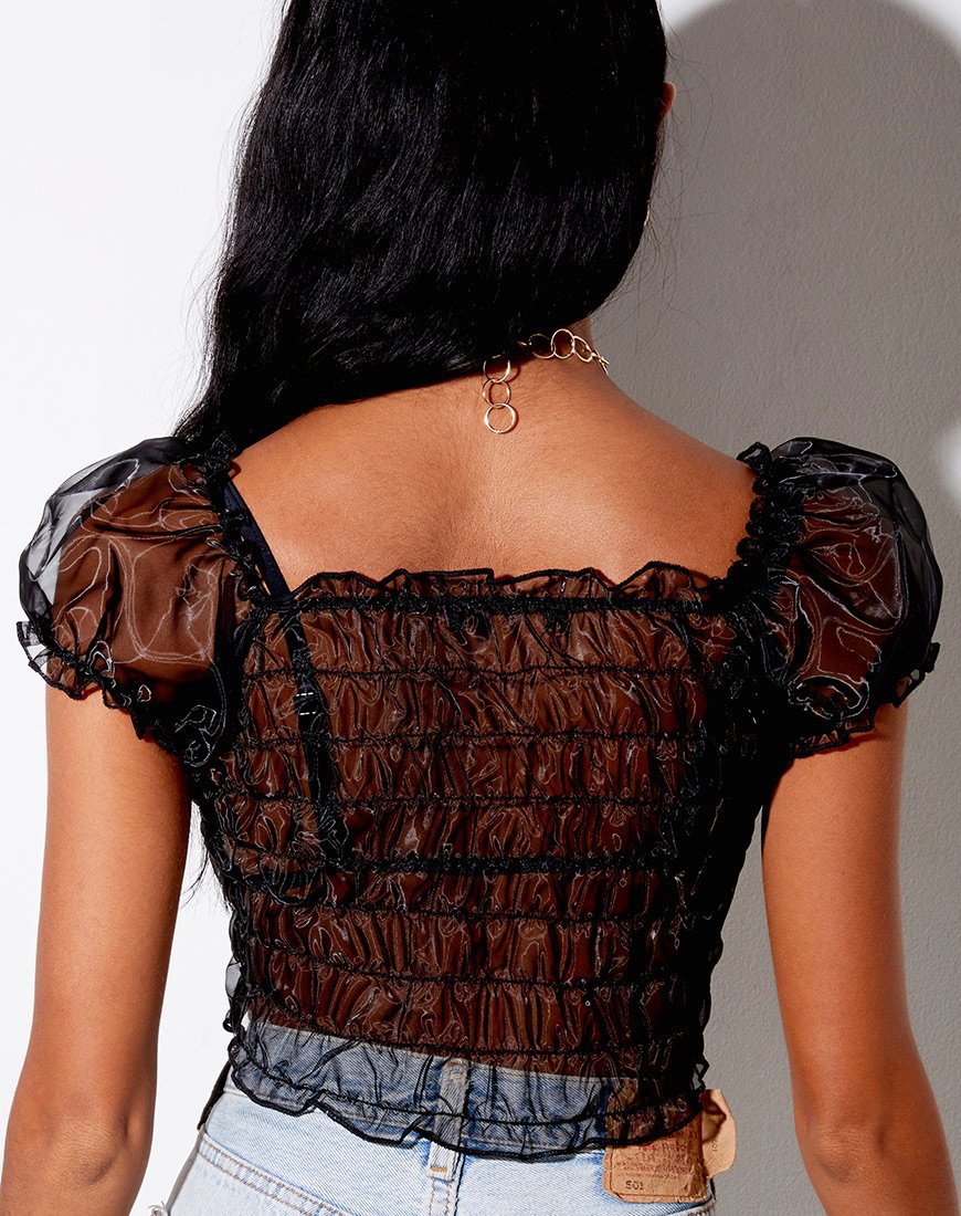 Top Marilla in organza nera