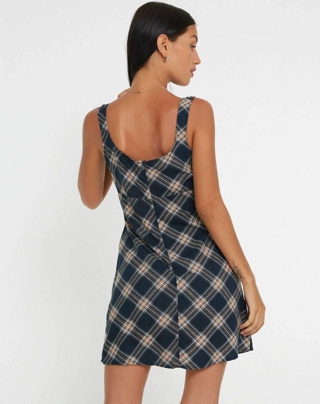 Mehra Slip Dress a quadri anni '20 nero e grigio