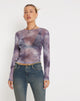 image of Narita Crop Top in rete a manica lunga in viola sfumato