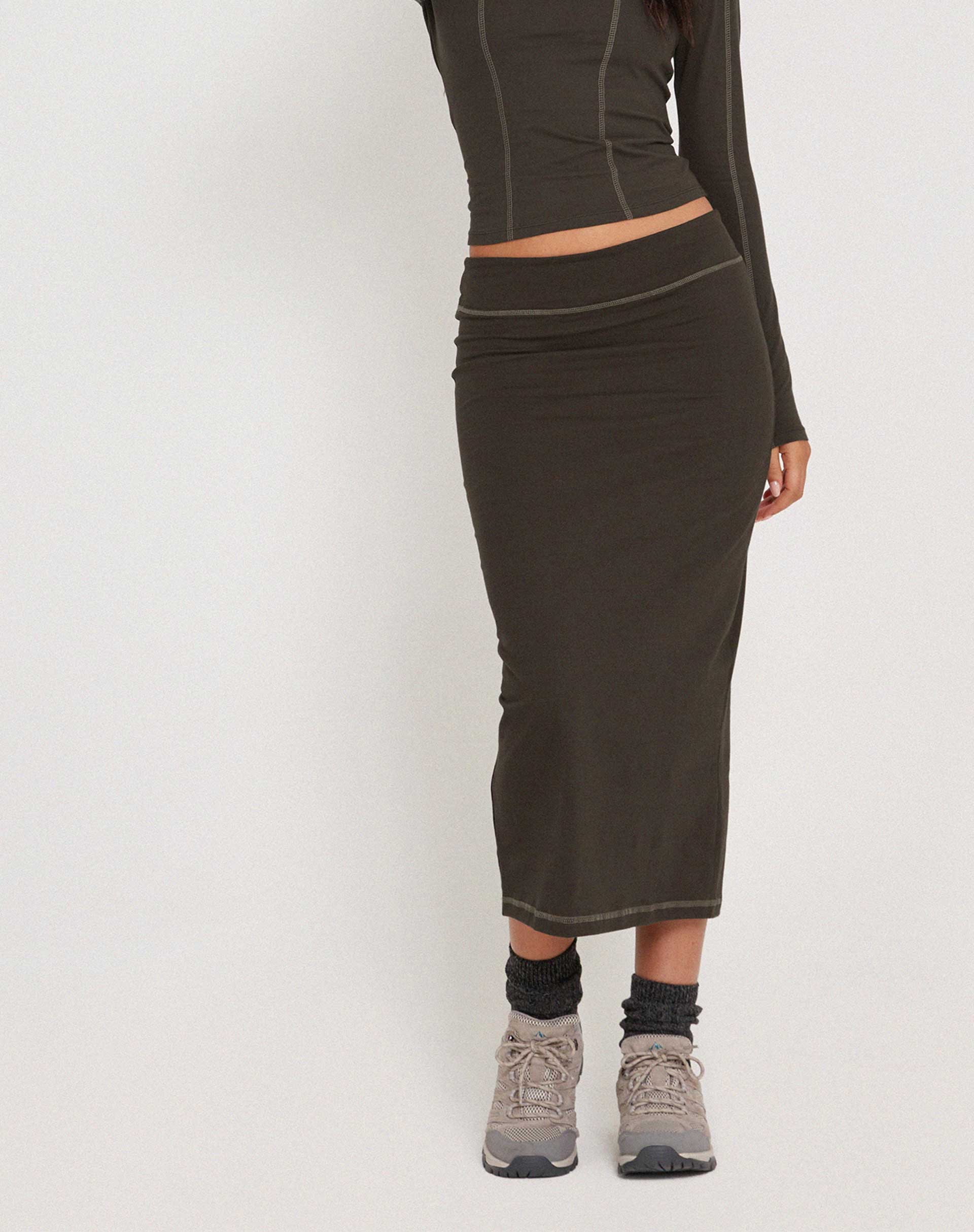 Immagine di Peka Midi Skirt in canna di fucile con punto superiore grigio