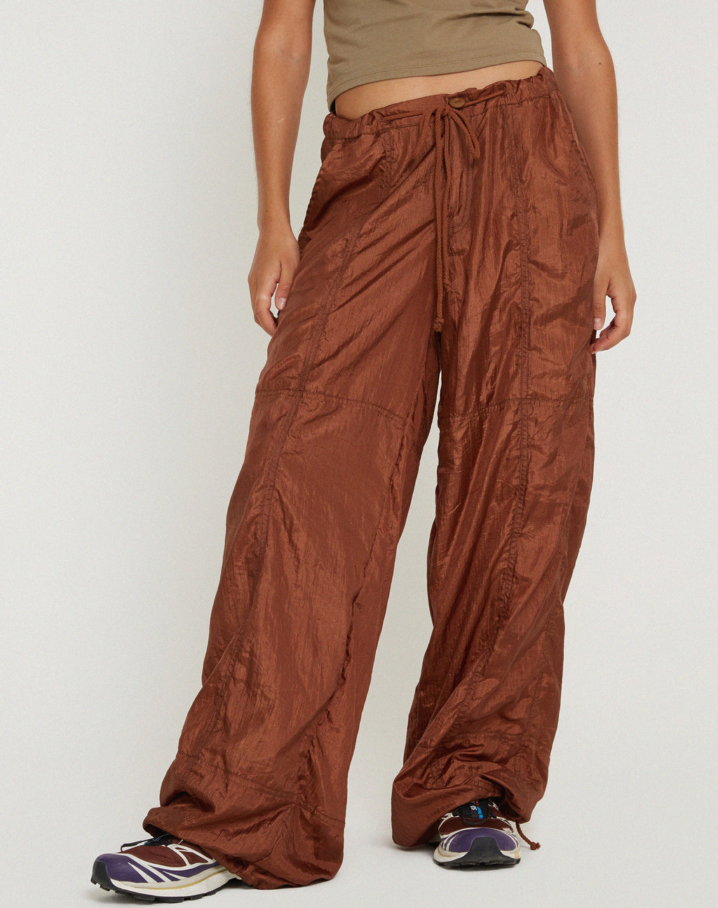 Pantaloni Phil in paracadute marrone