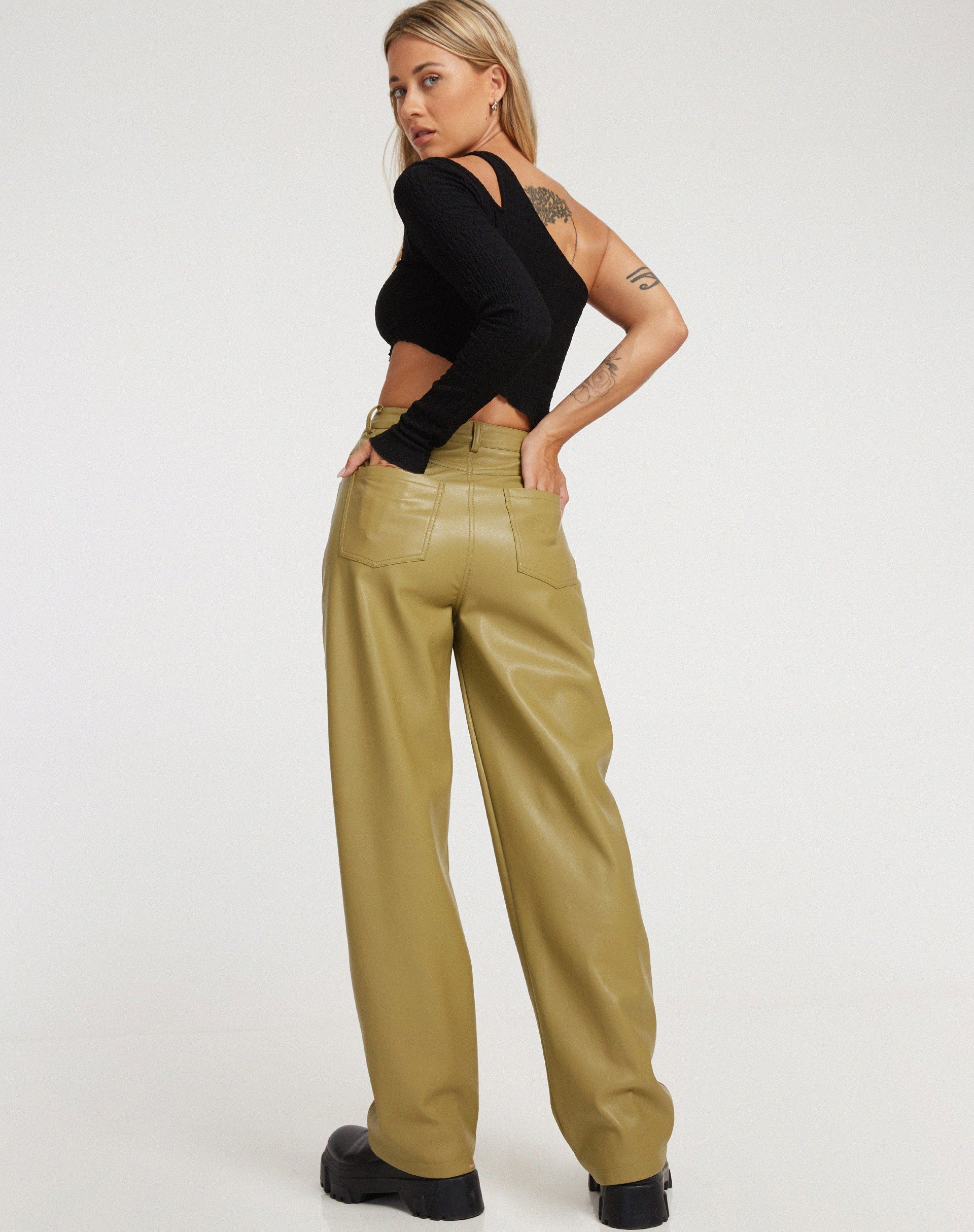 immagine di Pantalone Parallel in PU Leaf Green