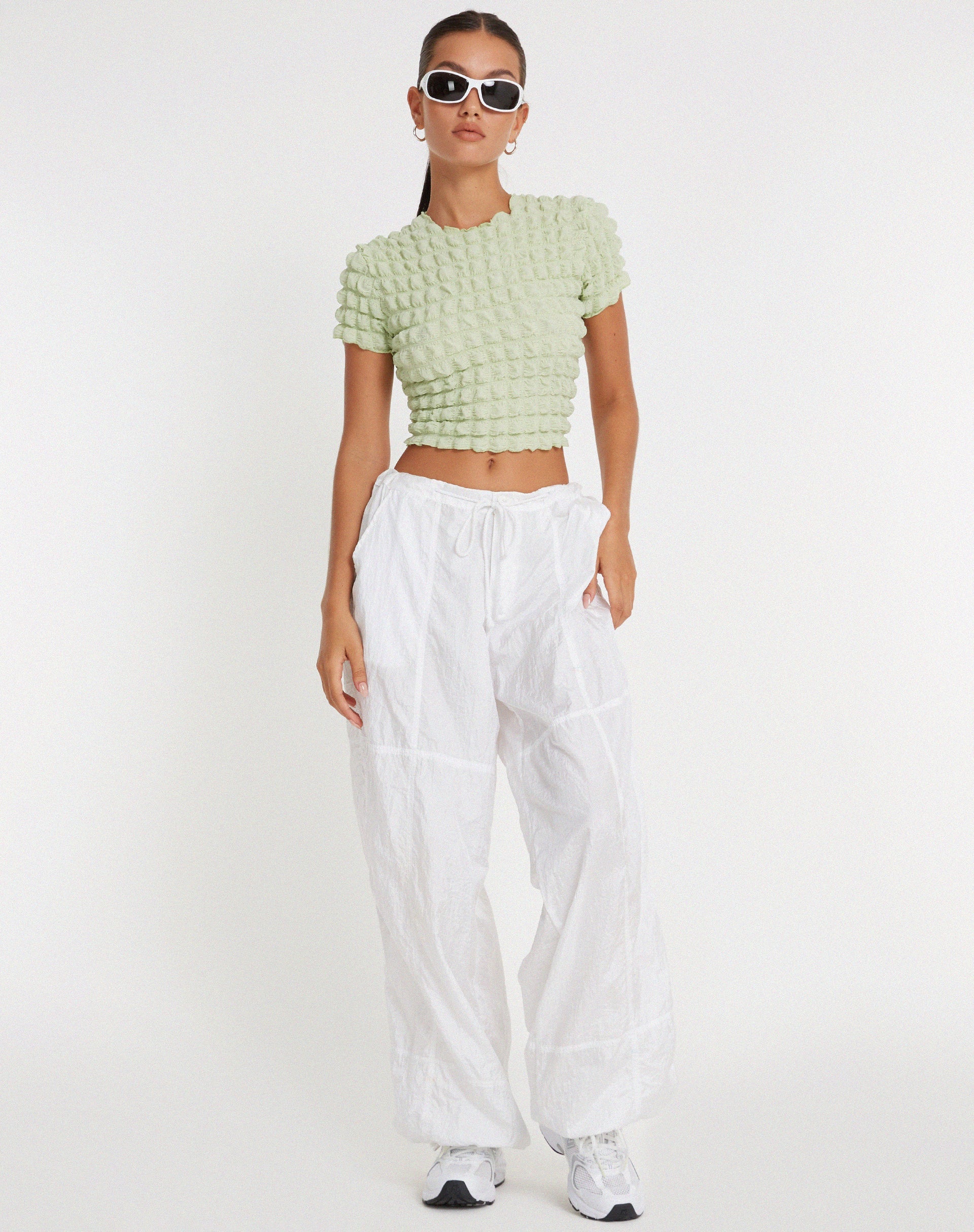 immagine di Shrunken Top in maglia Big Bubble Pastello Lime