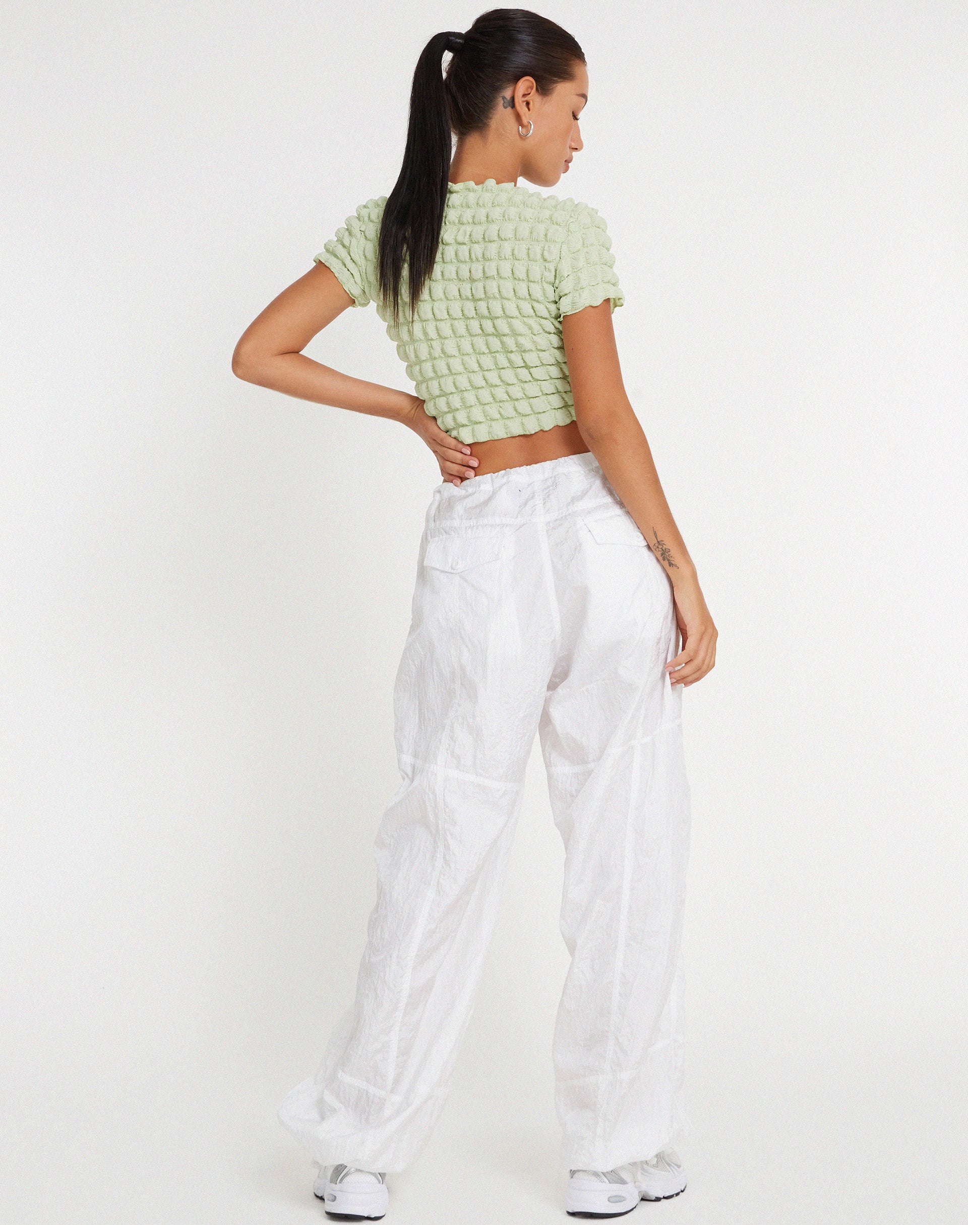 immagine di Shrunken Top in maglia Big Bubble Pastello Lime