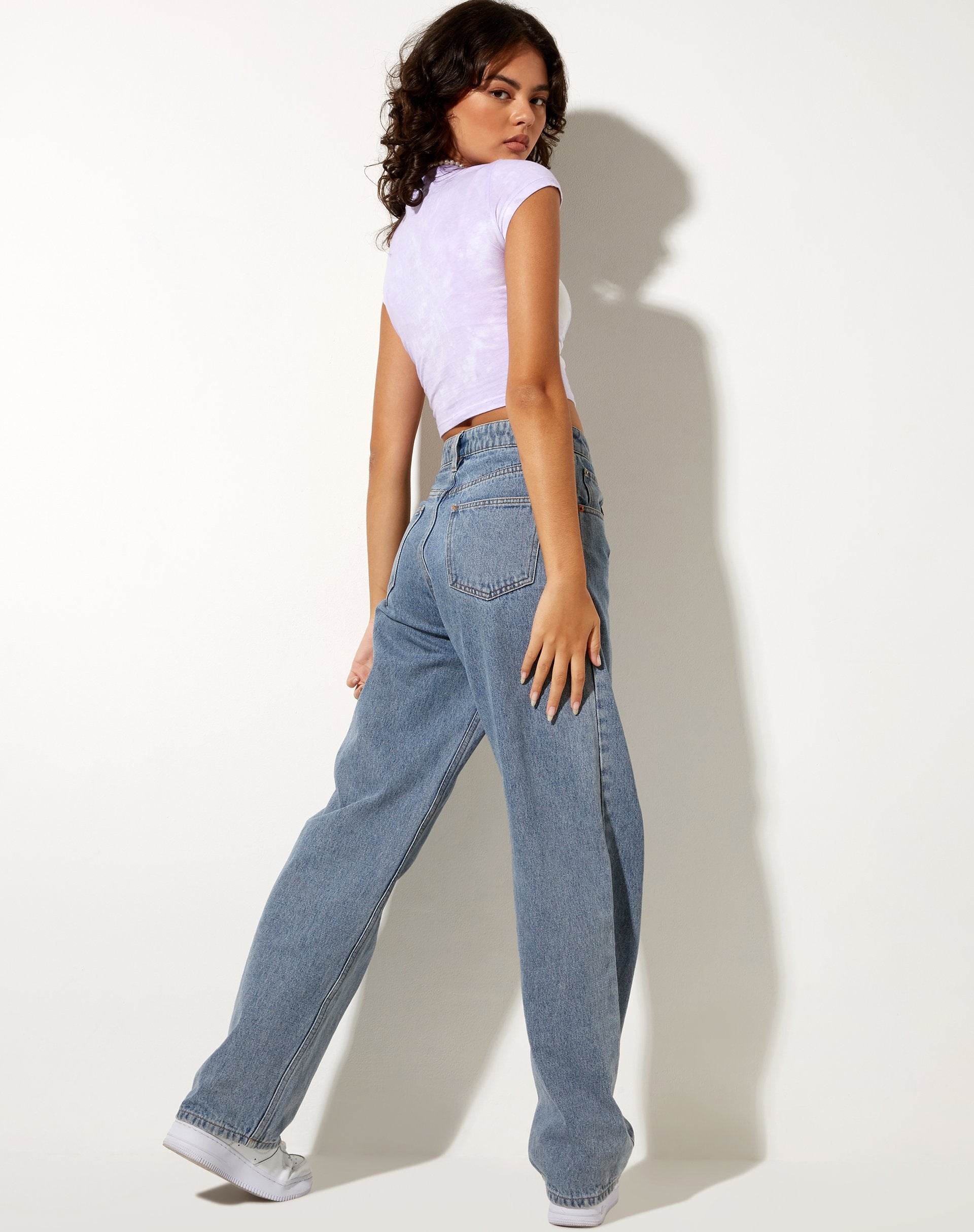 Immagine di Tinlo Crop Top in Lilla Bianco Tie Dye Circle
