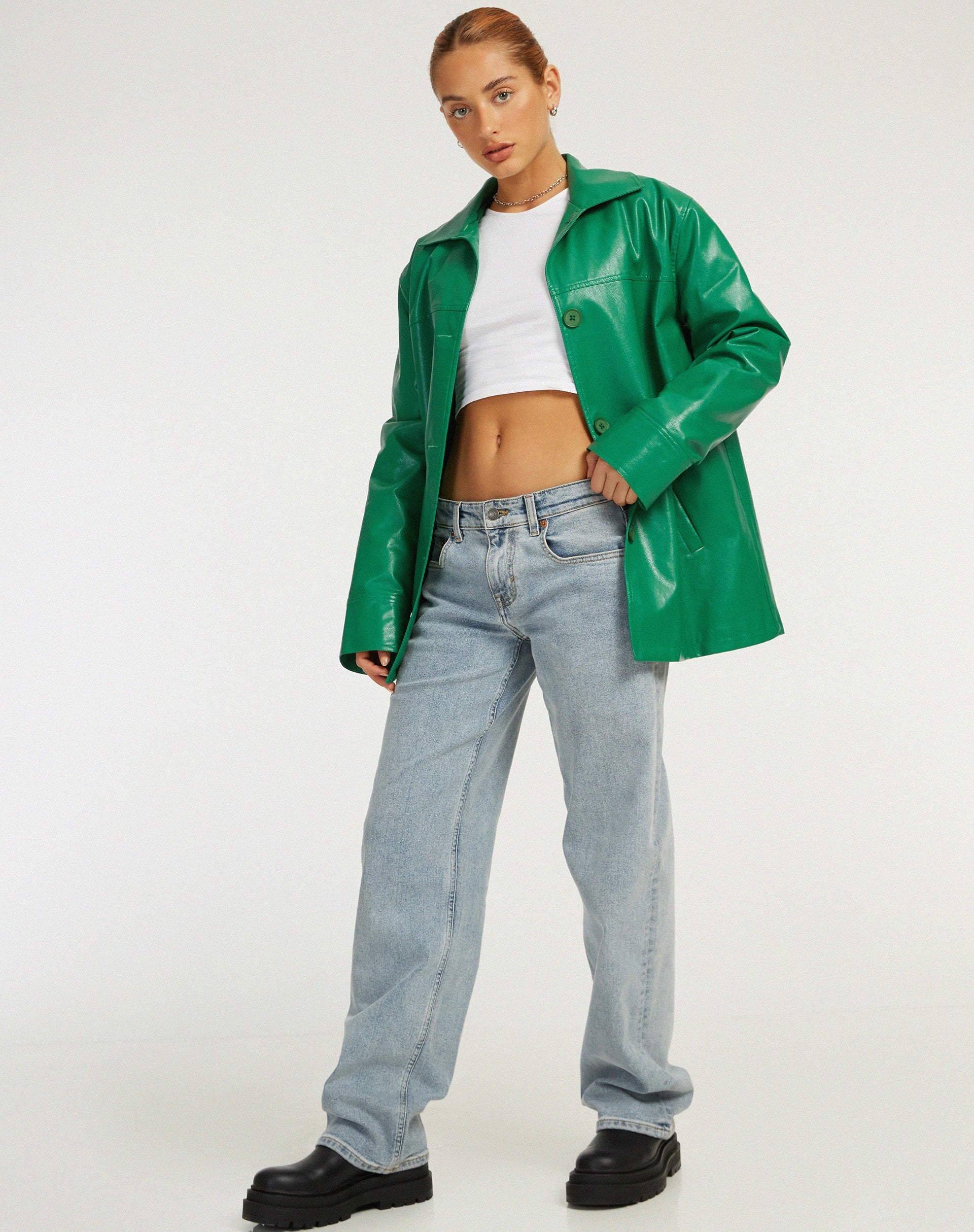 Giacca Walta in Pu Kelly Green