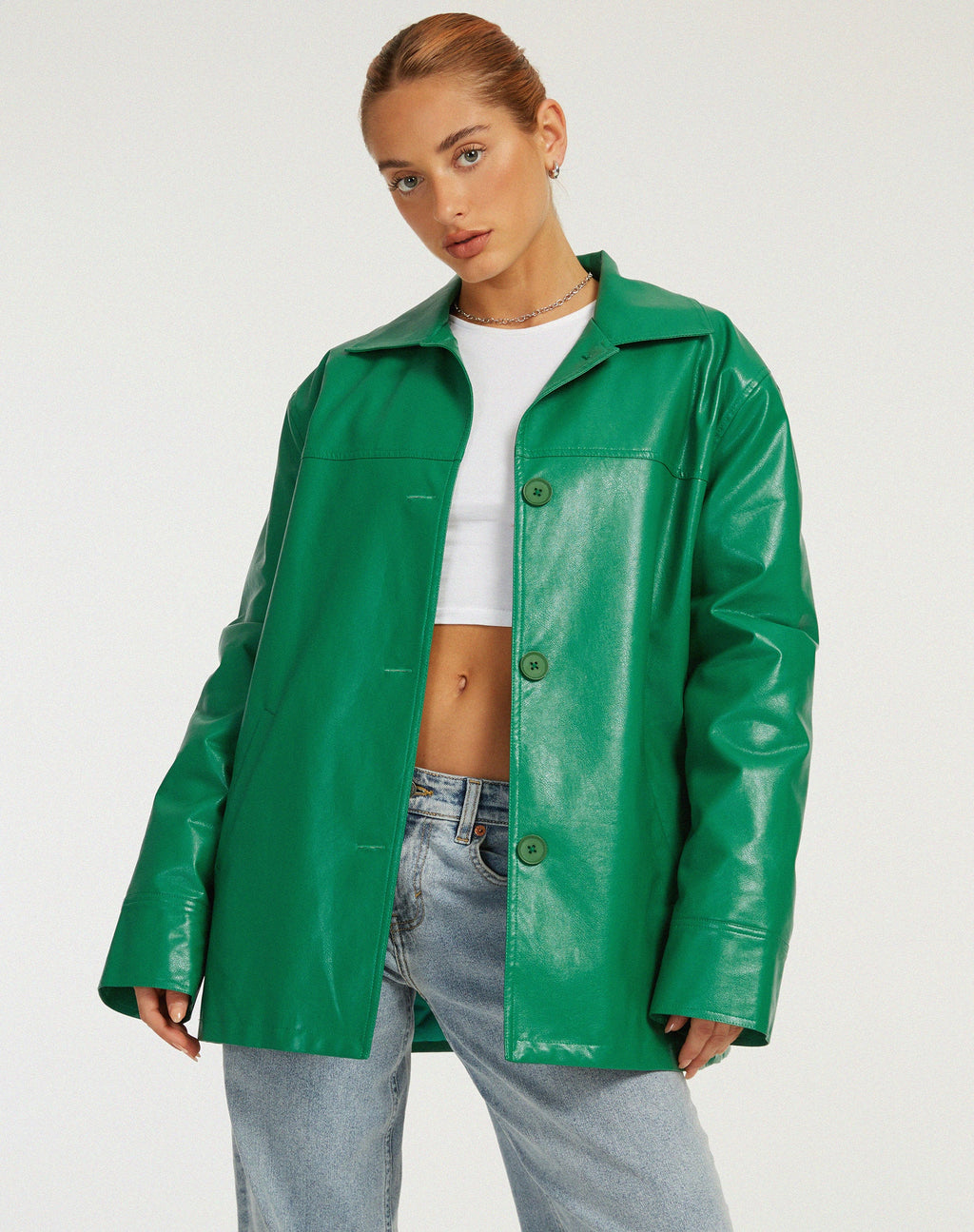 Giacca Walta in Pu Kelly Green